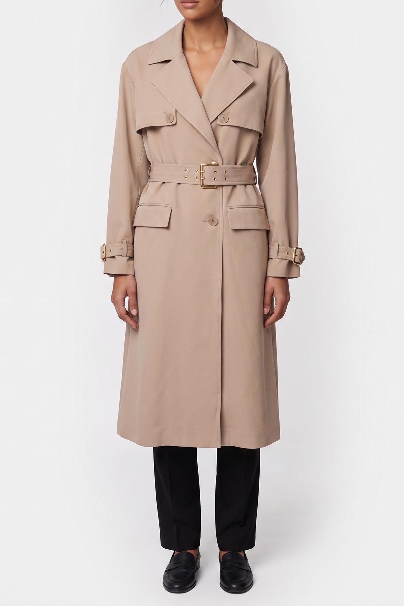 NINA LONG TRENCH COA VELVET TAUPE 1