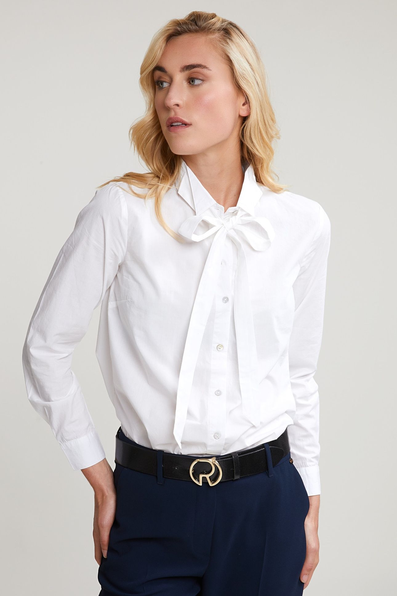 FANCY COLLAR W BOW LS SHIRT WHITE 3