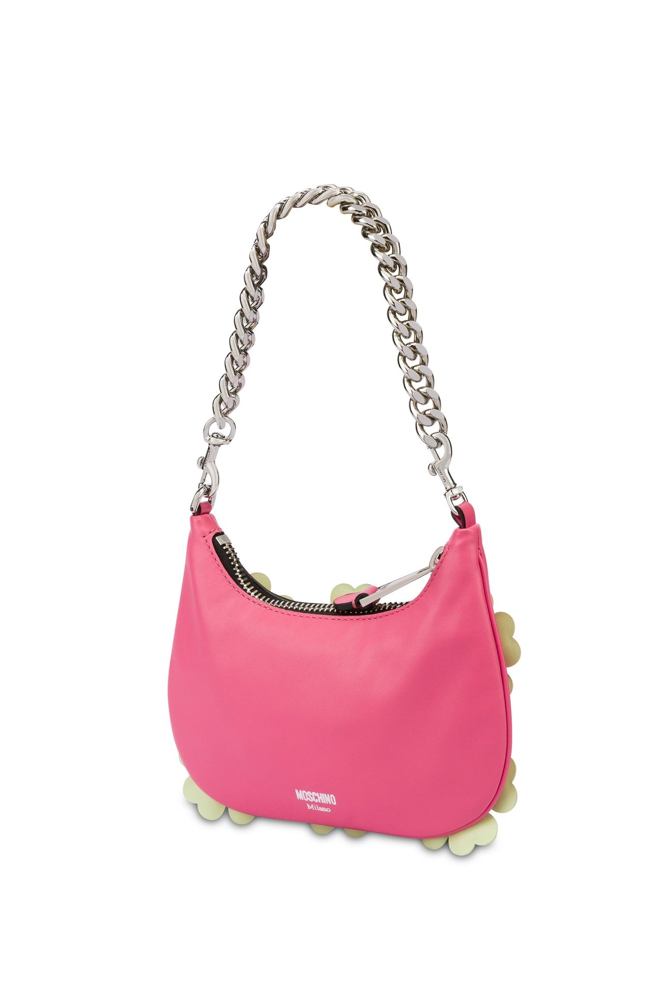 HEART FLOWERS NAPPA LEATHER MINI HOBO BAG PINK 2