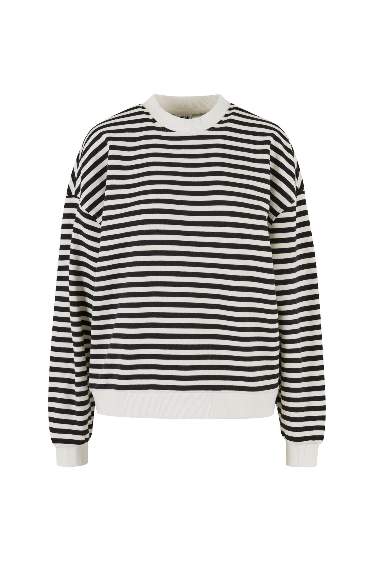 LADIES OVERSIZED STRIPED CREWNECK BLACK/WHITESAND 3