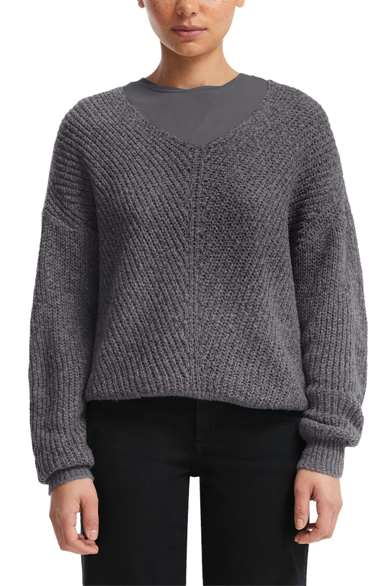 S.OLIVER-QS PULLOVER GREY/BLACK 1