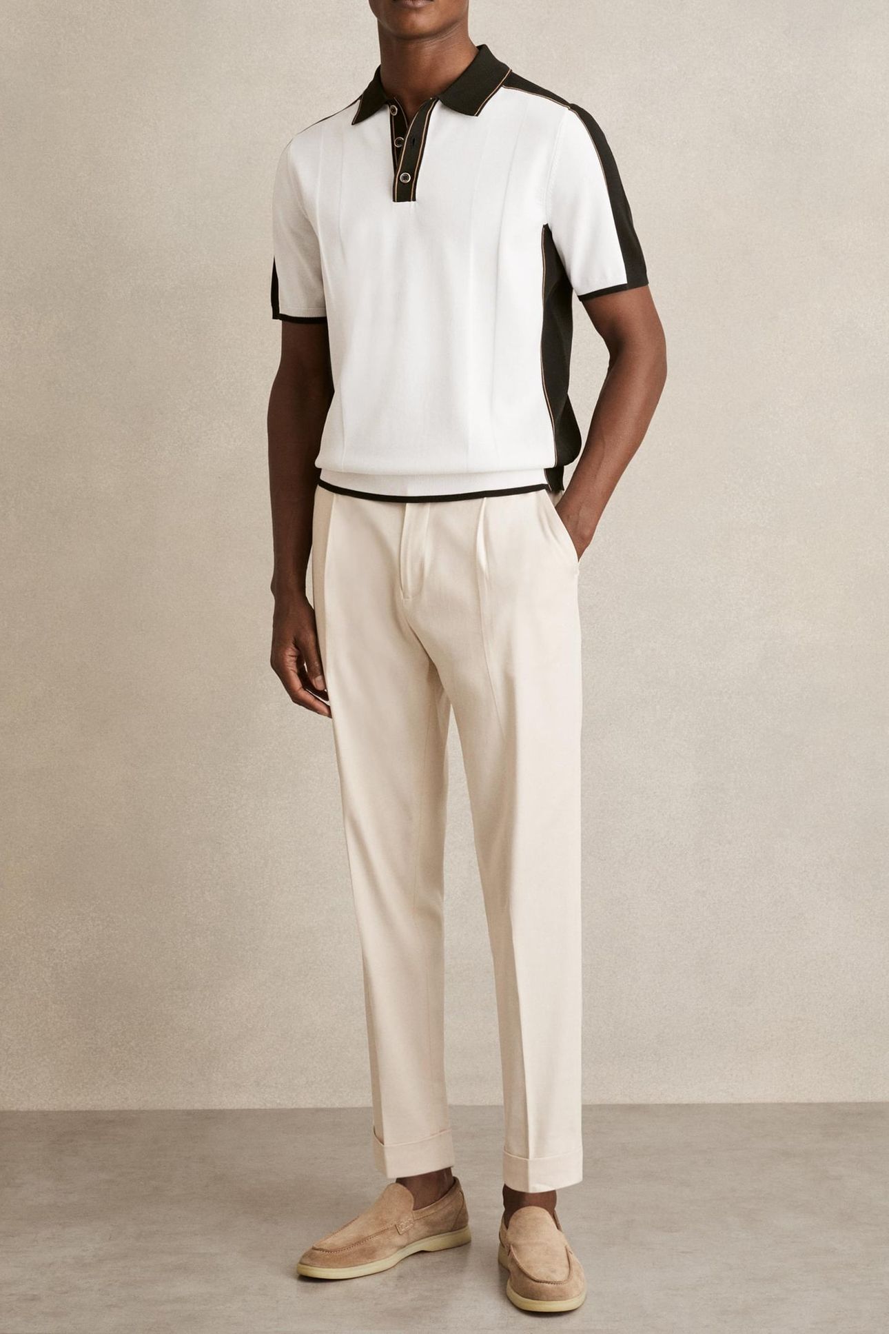 SS PRESS STUD TIPPED POLO OPTIC WHITE/GREEN 1