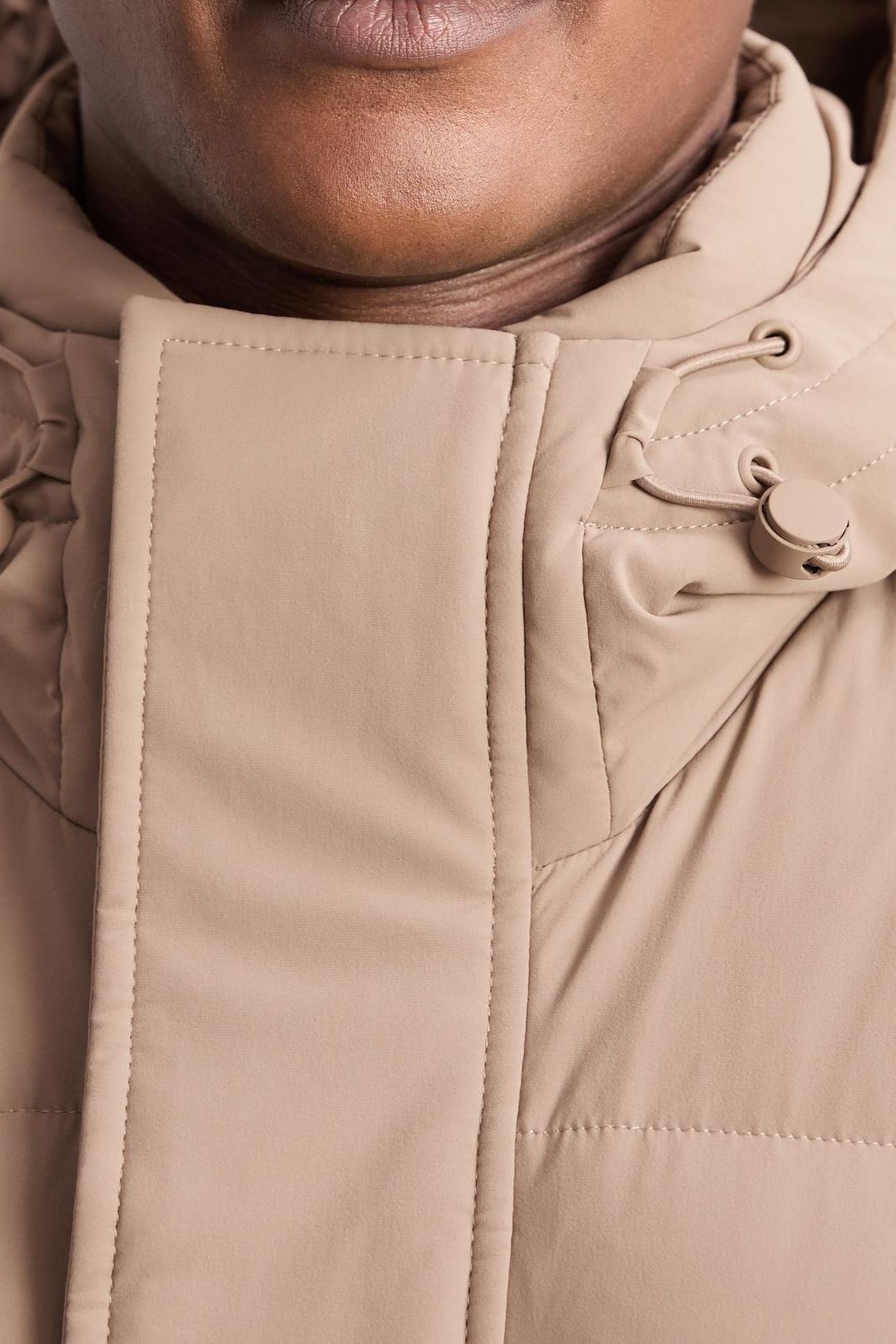 LS LONGLINE QUILTED ZIP THROUGH PUFFER JACKET LIGHT CAMEL BR 6