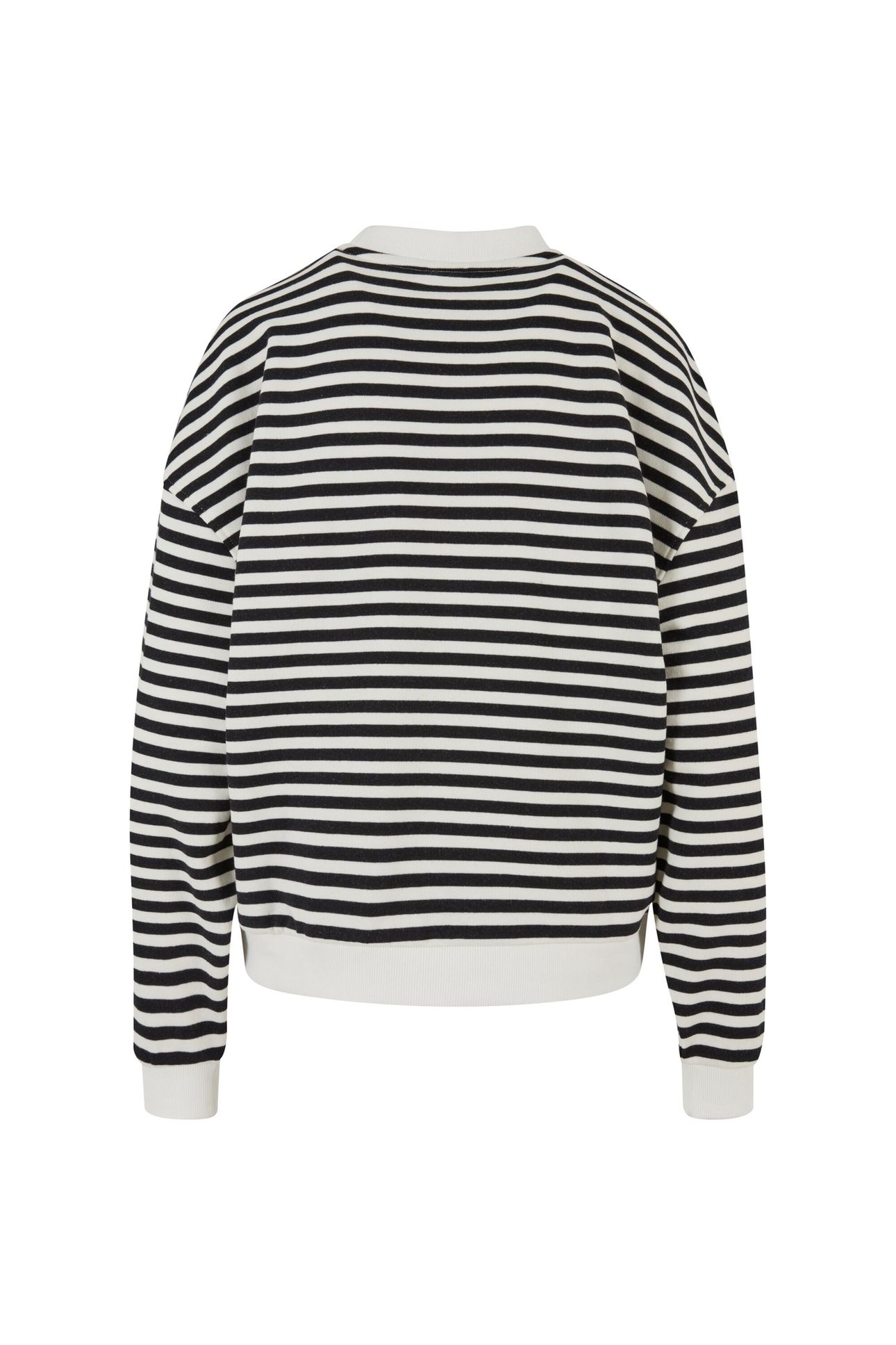 LADIES OVERSIZED STRIPED CREWNECK BLACK/WHITESAND 4