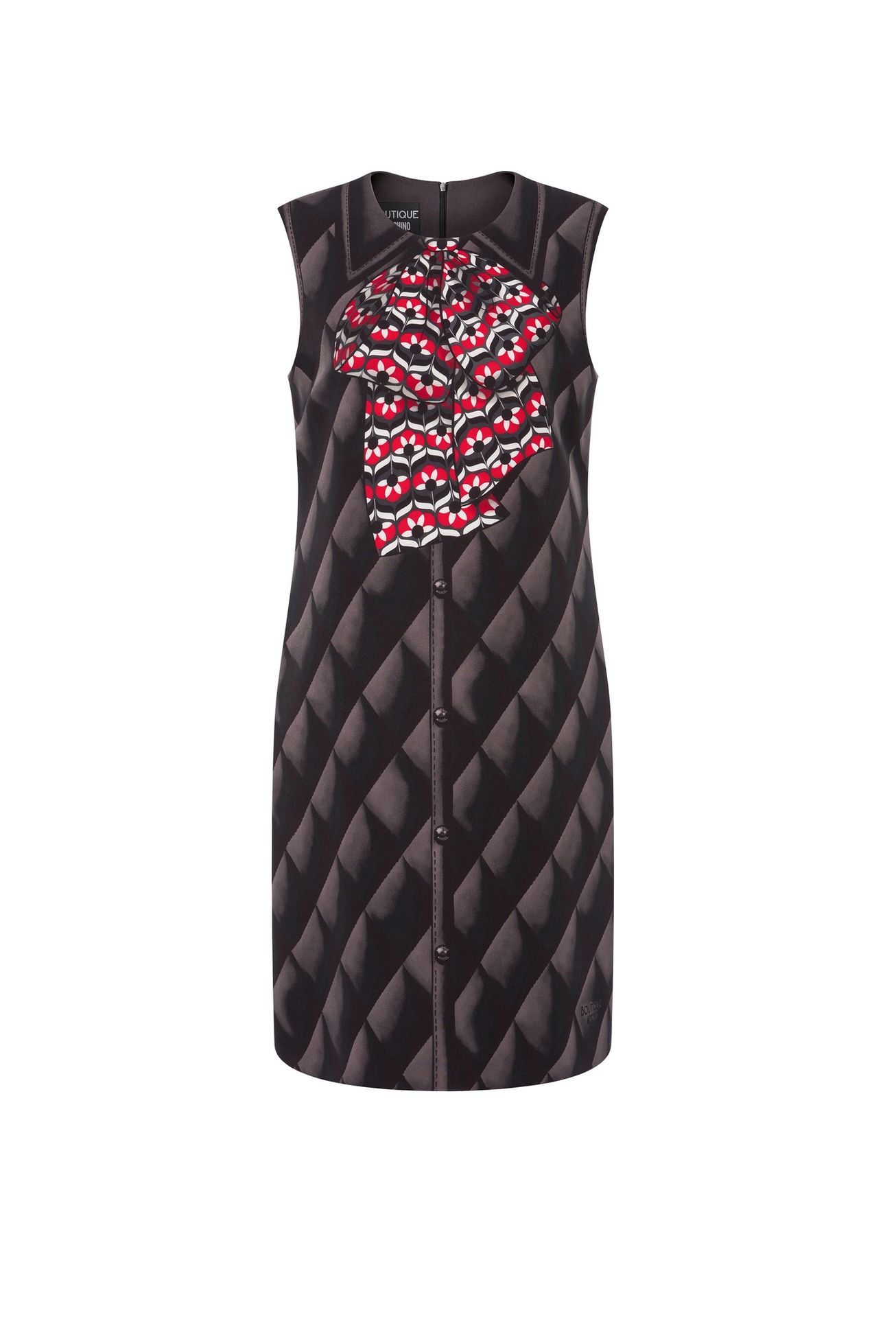 SLEEVELESS DRESS WITH TROMPE L'OEIL PRINT BLACK 3