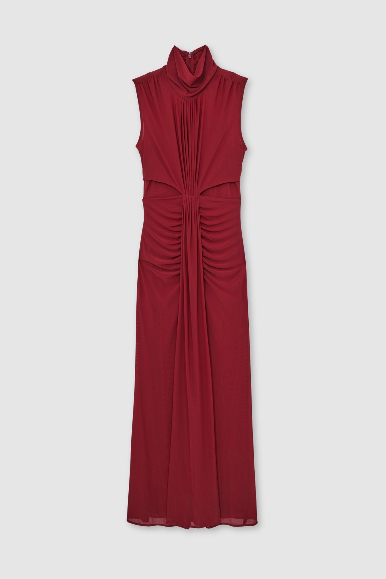 SLEEVELESS RUCHED MAXI DRESS DARK RED 5