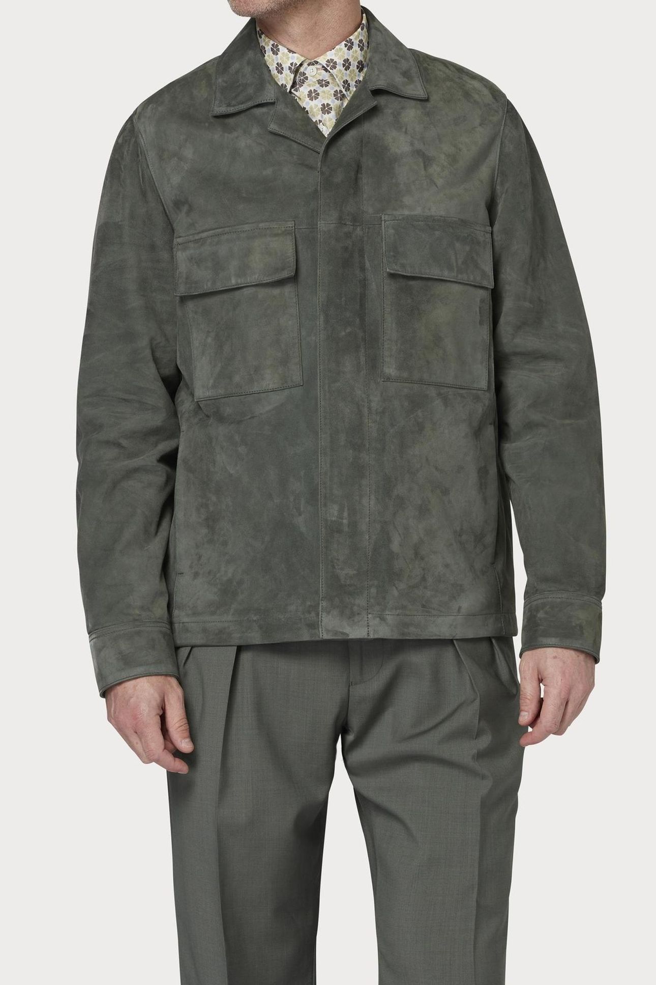 MENS CASUAL FIT SUEDE LEATHER JACKET PASTEL_GREEN 4