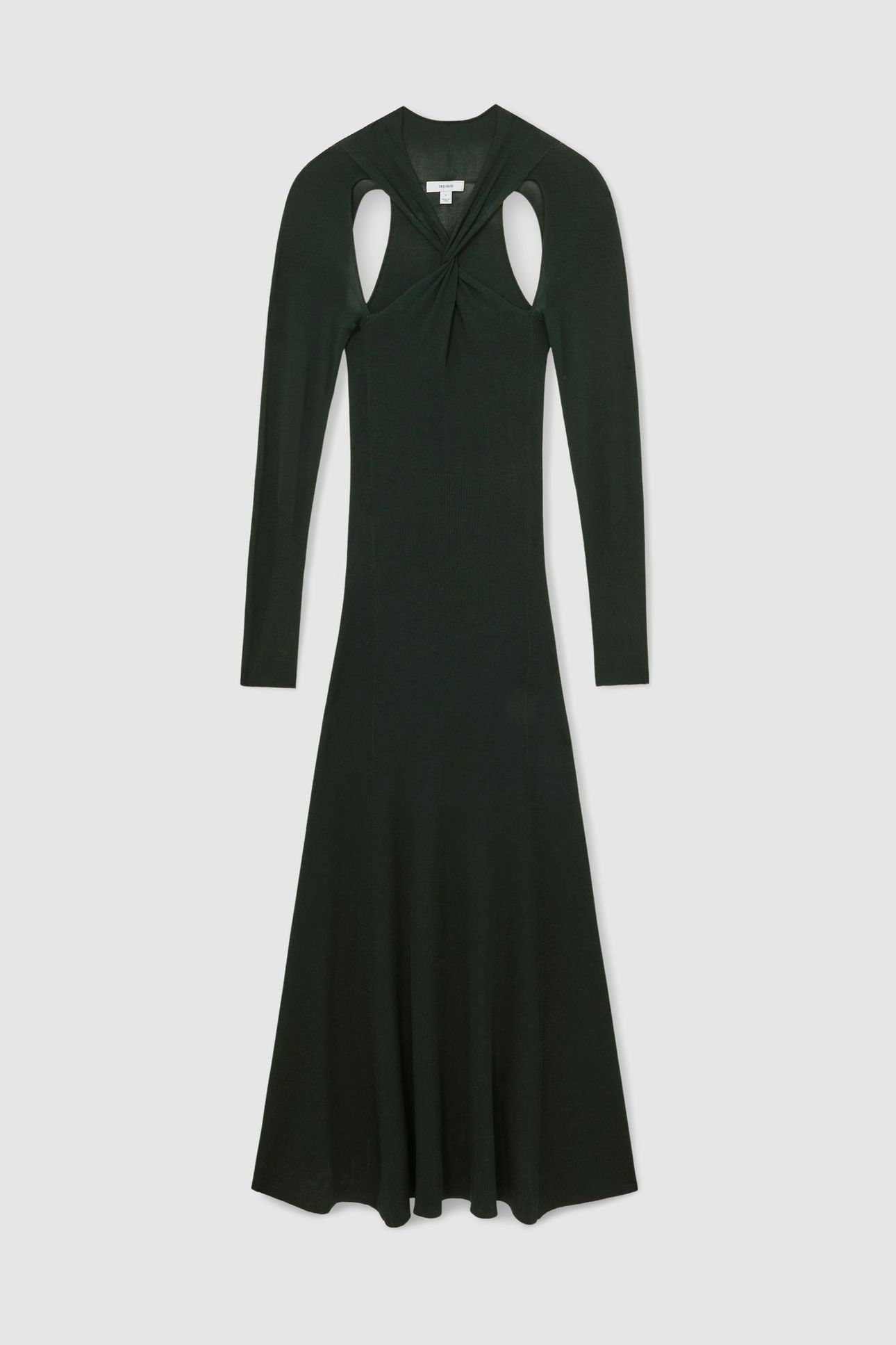 CUT OUT KNITTED MIDI DRESS DARK GREEN 3