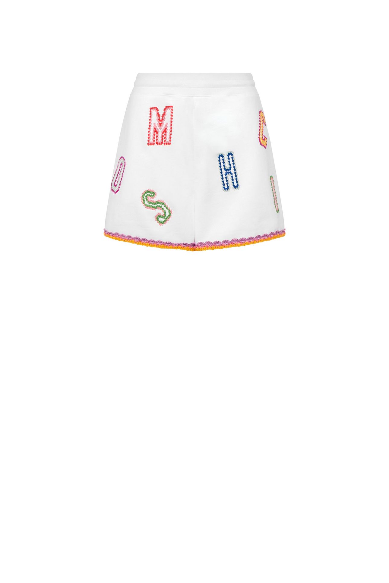 ORGANIC CROCHET LETTERING FLEECE SHORTS WHITE 3