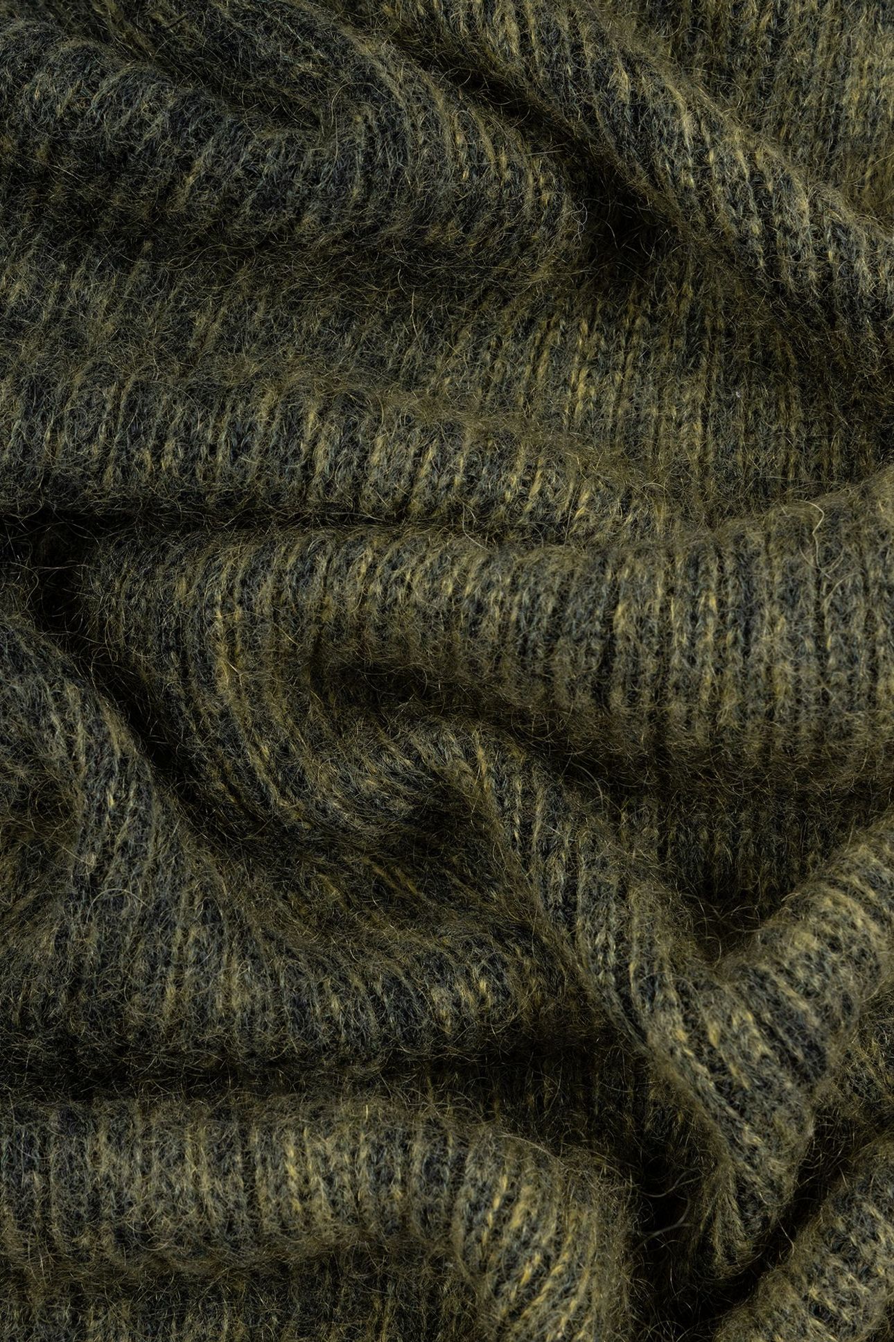 MEN SCARF MOHAIR RIB OLIVE GREEN 5