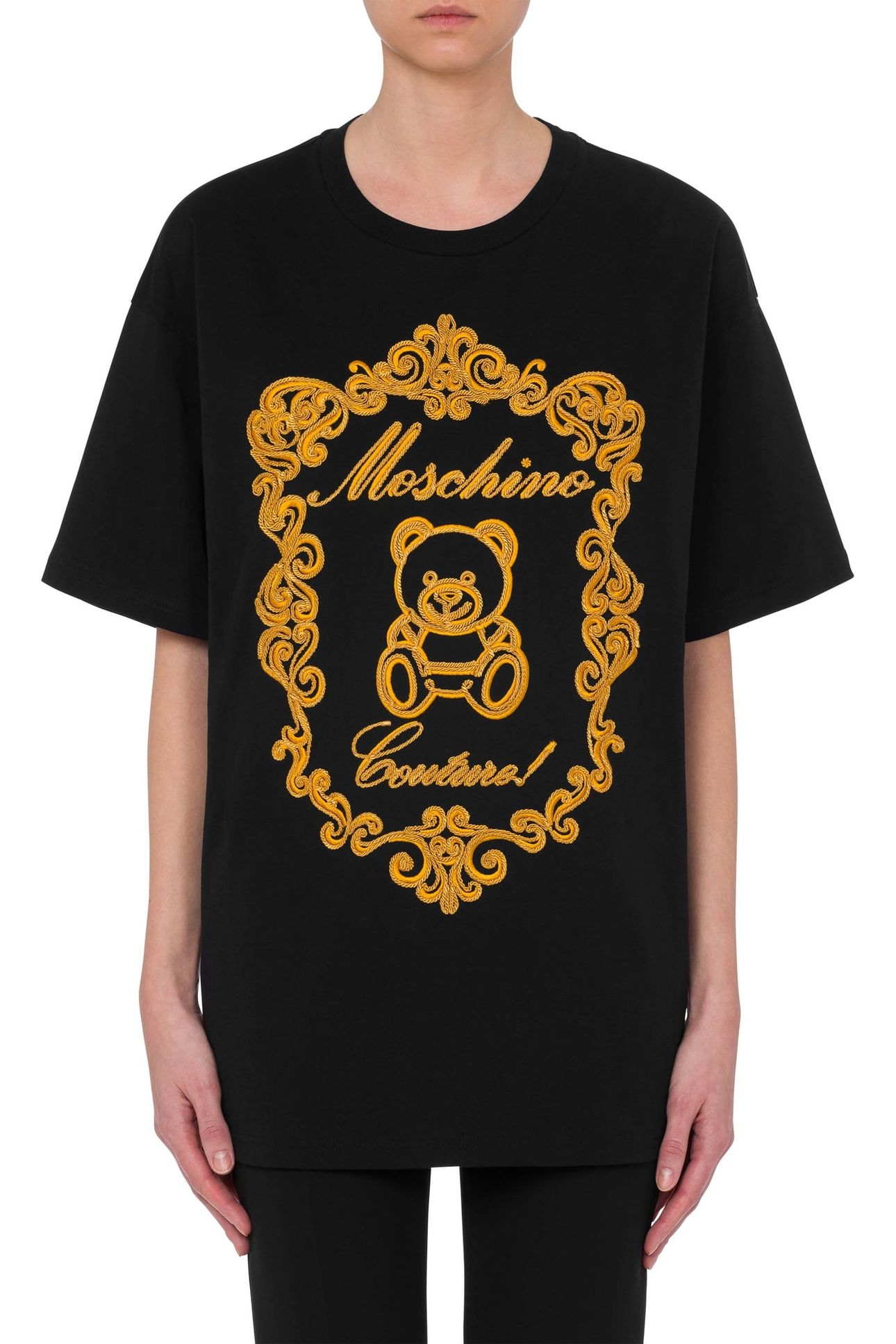 TEDDY EMBROIDERY ORGANIC JERSEY T-SHIRT BLACK 1