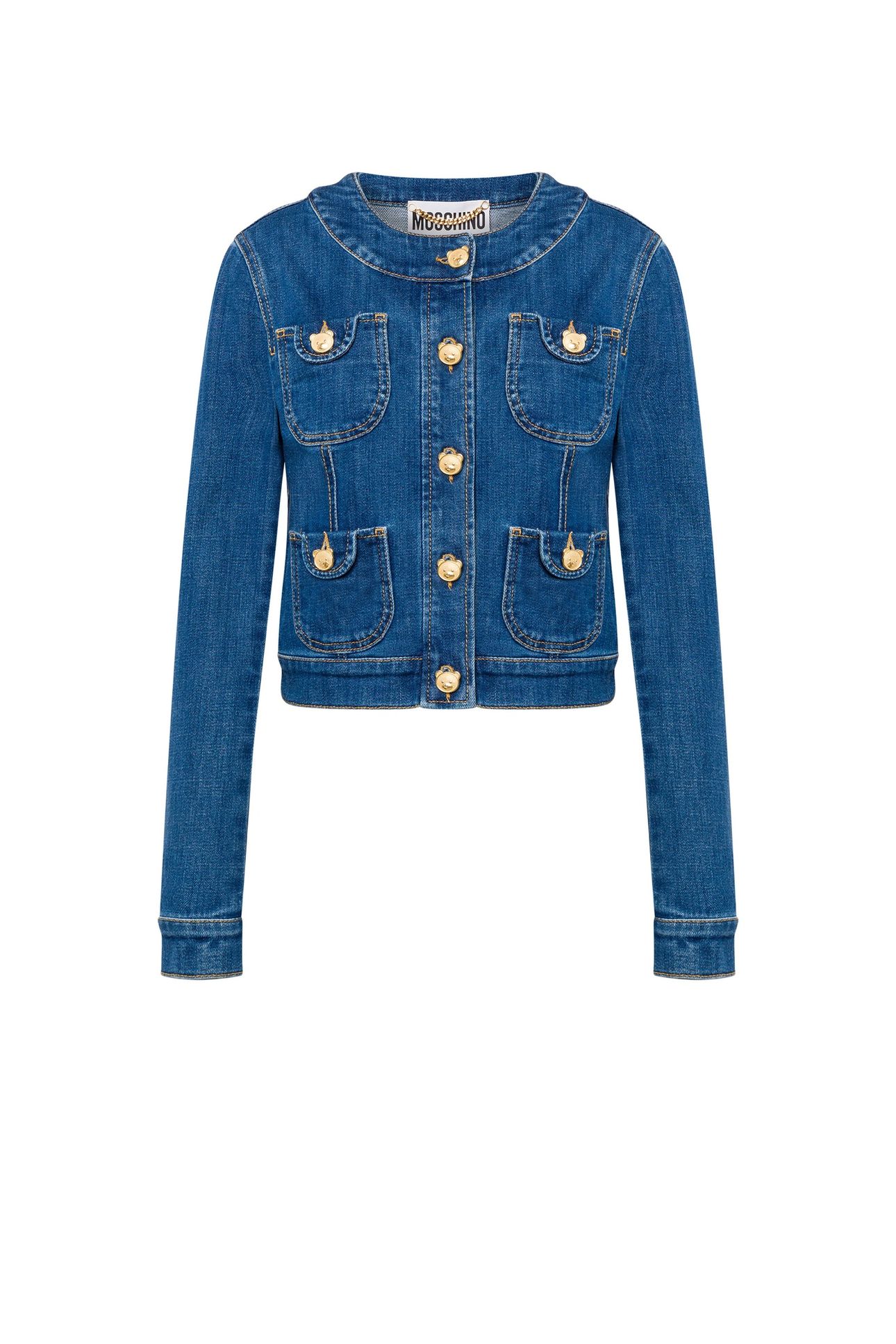 TEDDY BUTTONS STRETCH DENIM JACKET BLUE 3