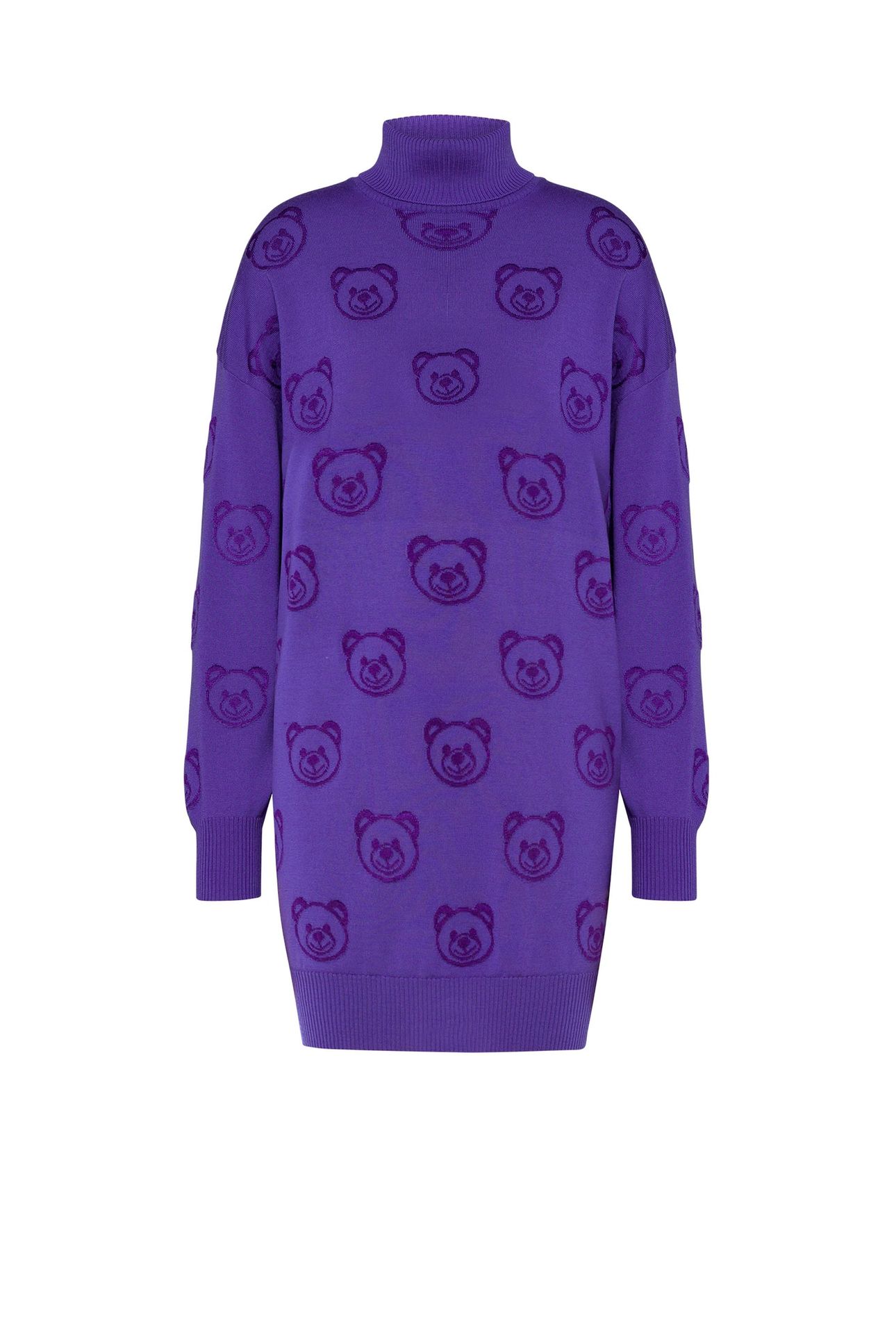 ALLOVER TEDDY BEAR WOOL DRESS PURPLE 3