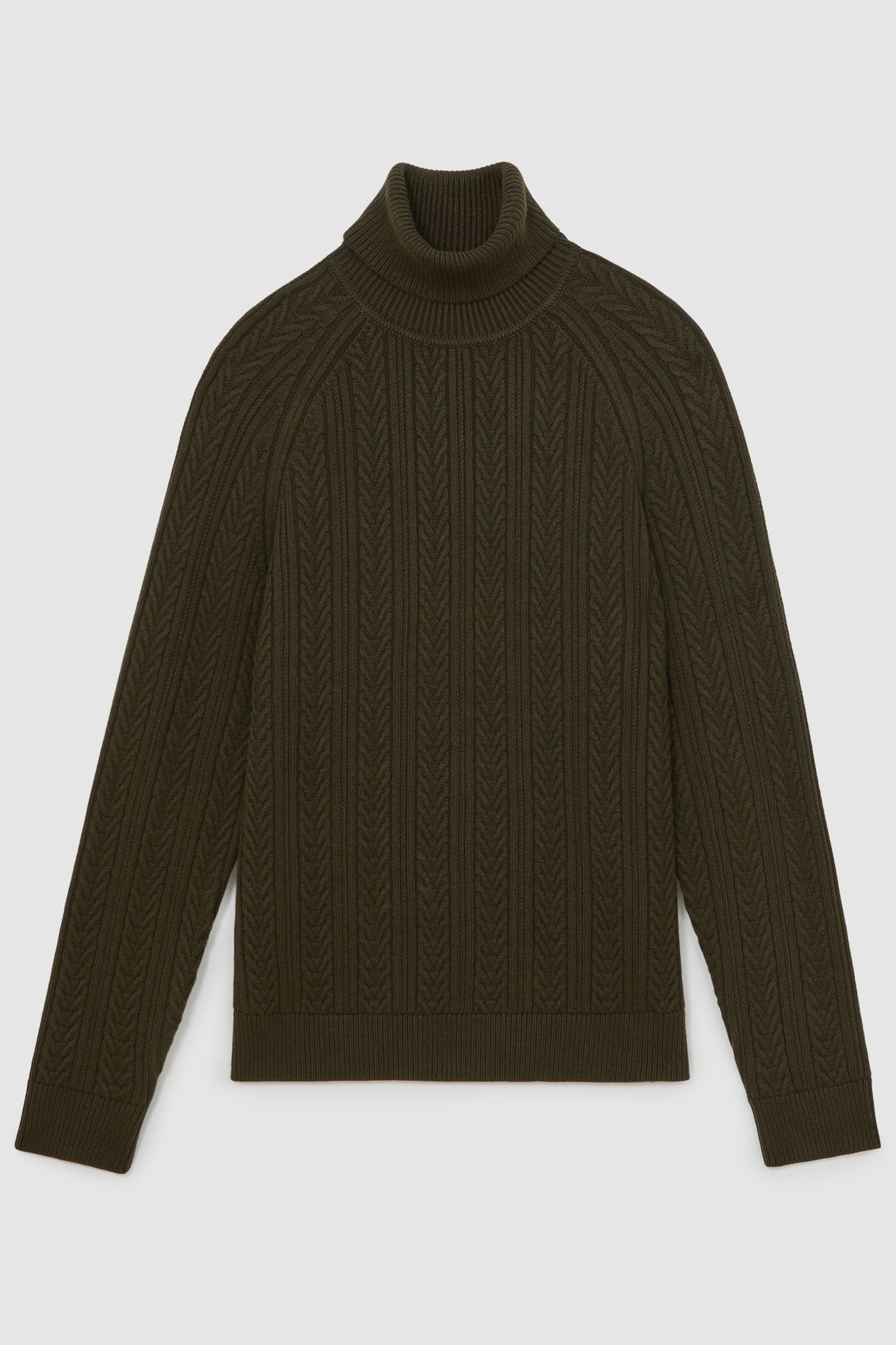 LS ROLL NECK CABLE JUMPER DARK OLIVE GREEN 4