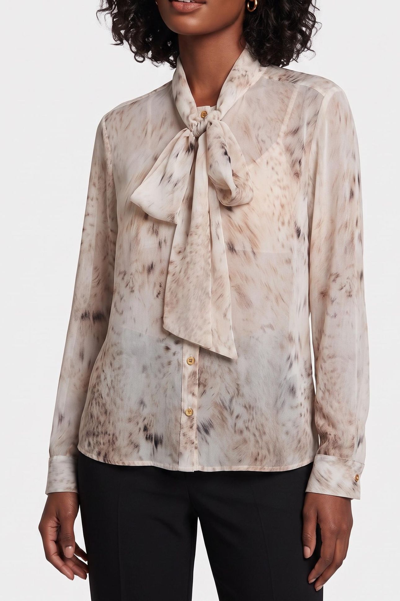 VERITY BOW LS BLOUSE SNOW LYNX 1