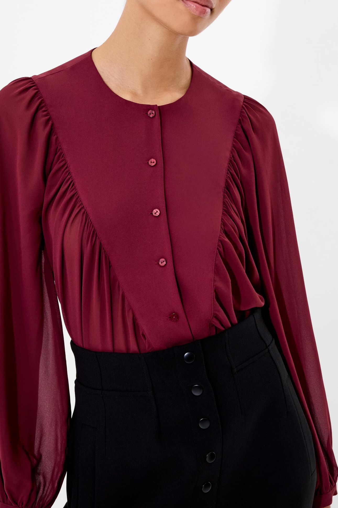 EDEN WESLEY BALLOON SLV SHIRT BORDEAUX RED 3