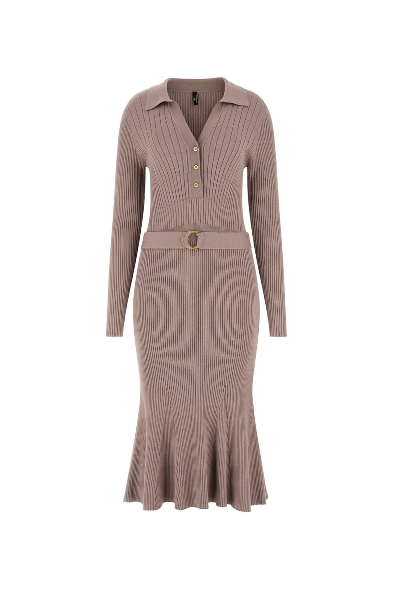 AGATHE POLO LS DRESS SILK TAUPE 6