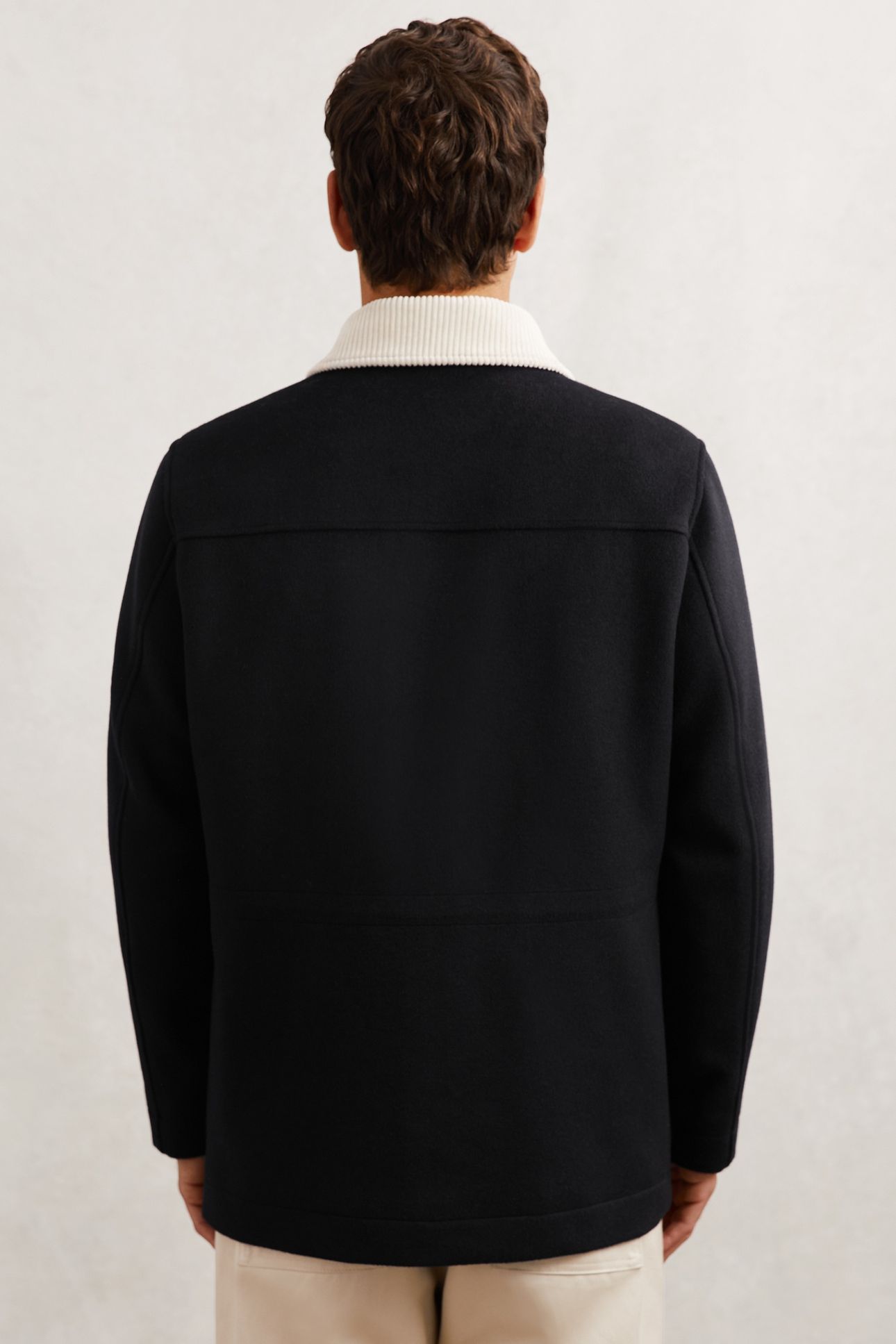 LS ZIP THROUGH CORD COLLAR WOOL WORKER JACKET NAVY 2