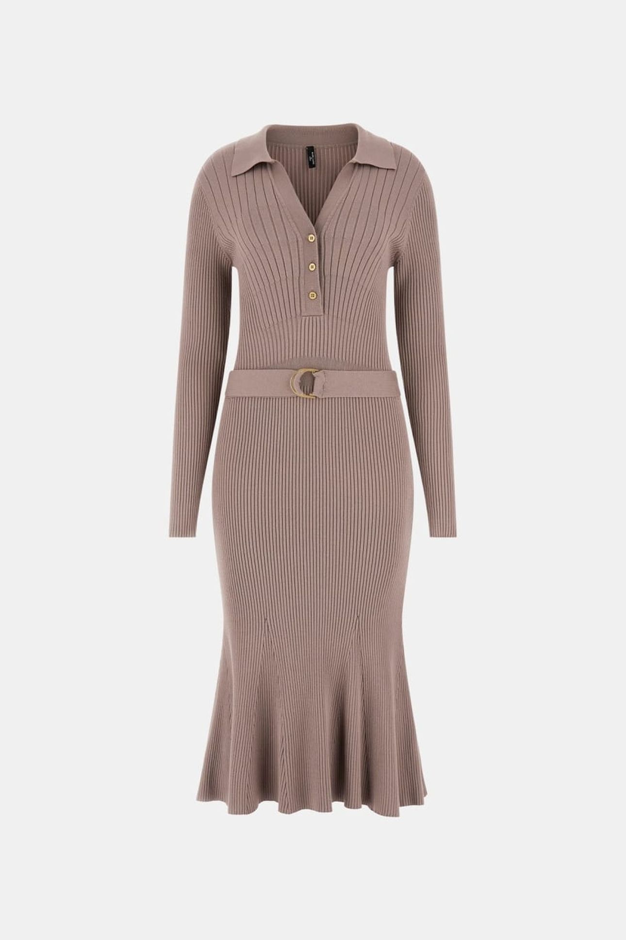 AGATHE POLO LS DRESS SILK TAUPE 7