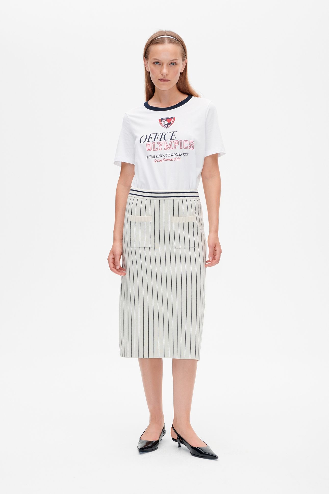 CELIE SKIRT CREME NAVY STRIPE 1