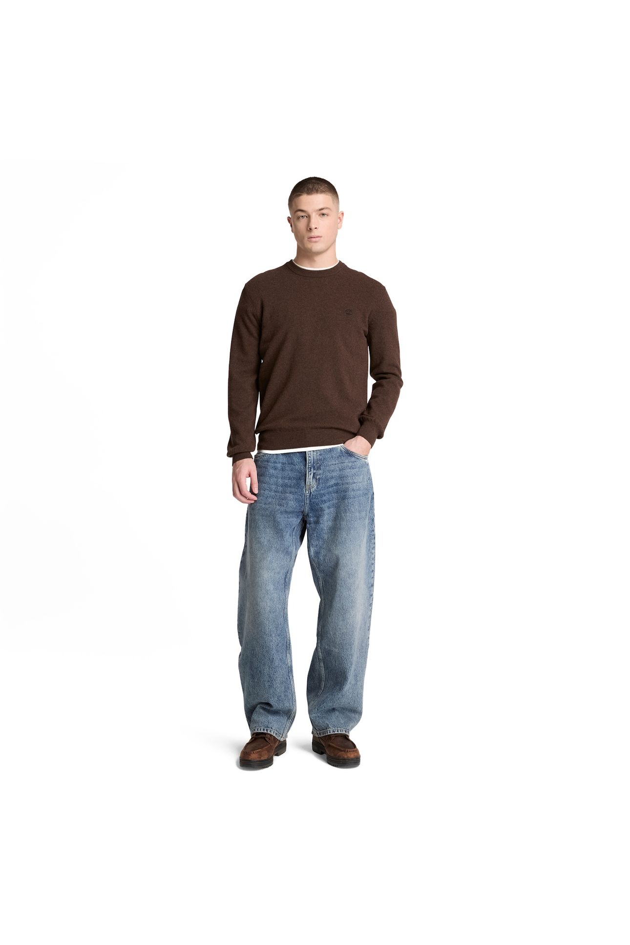 JAFFREY WOOL CREWNECK SWEATER MOLE HEATHER 3