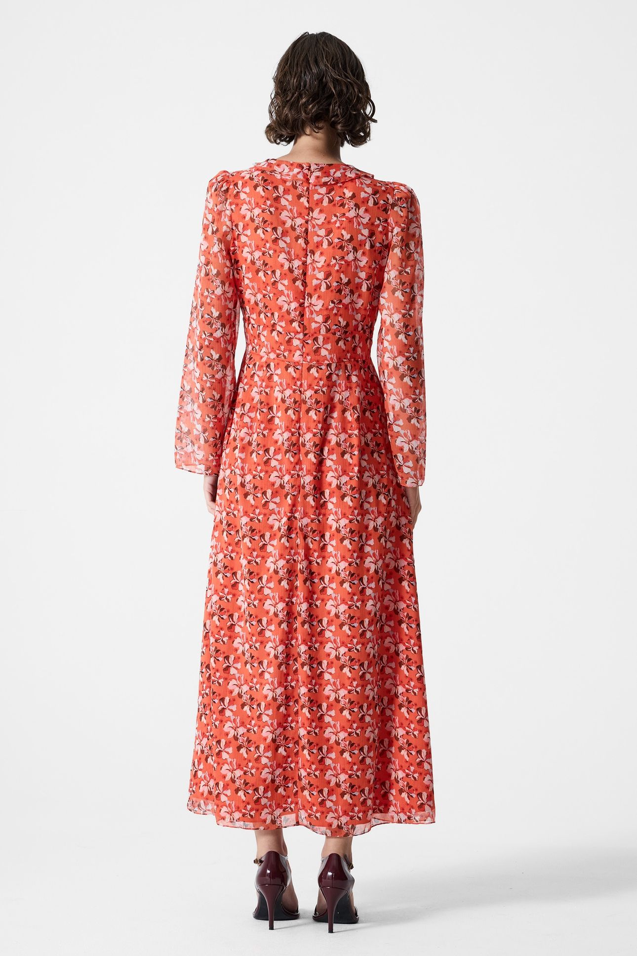 REBECCA EMINA DRESS FLAME ORANGE MULTI 3