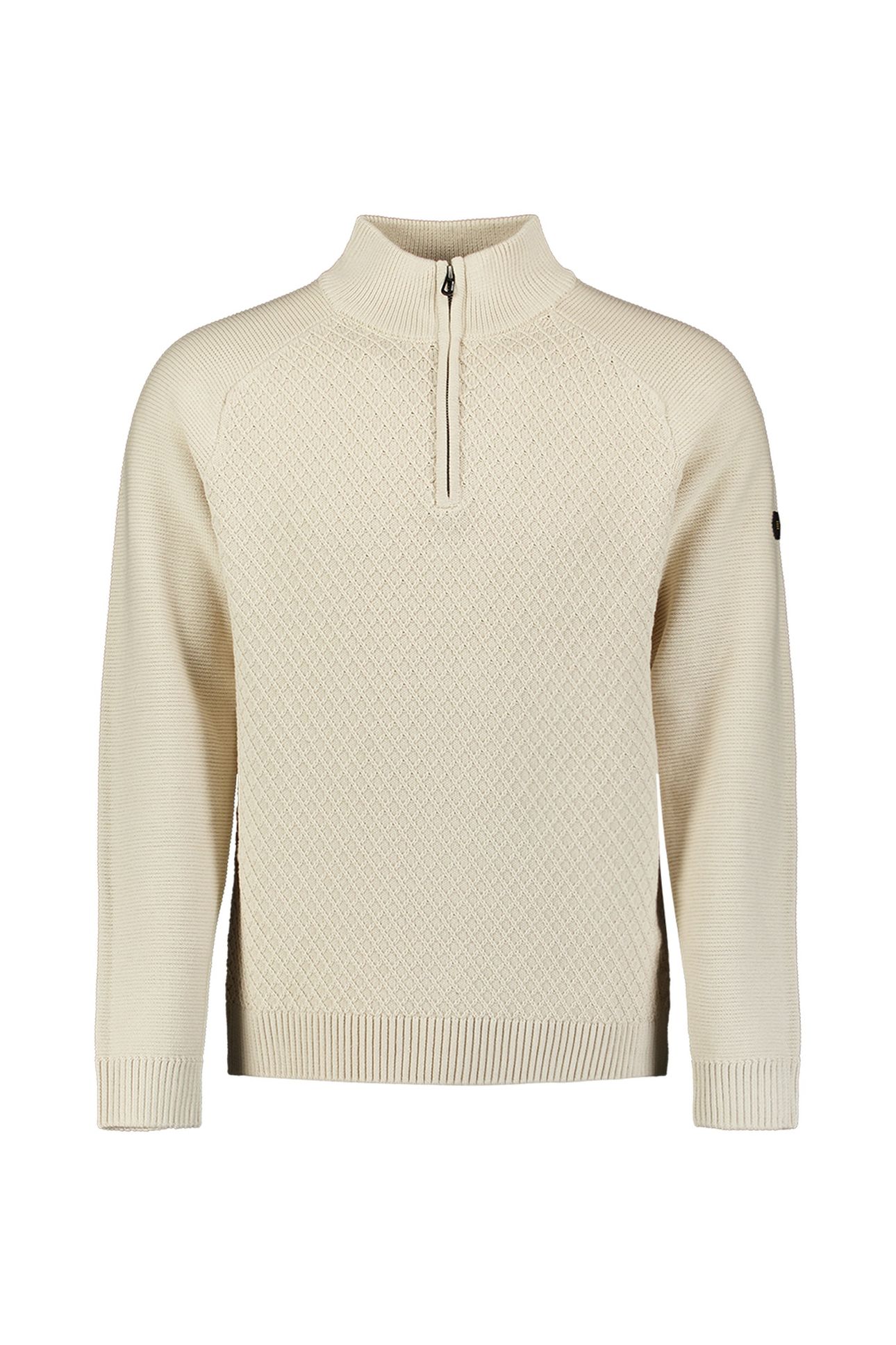 PULLOVER HALF ZIP CABLE KNIT STONE 5