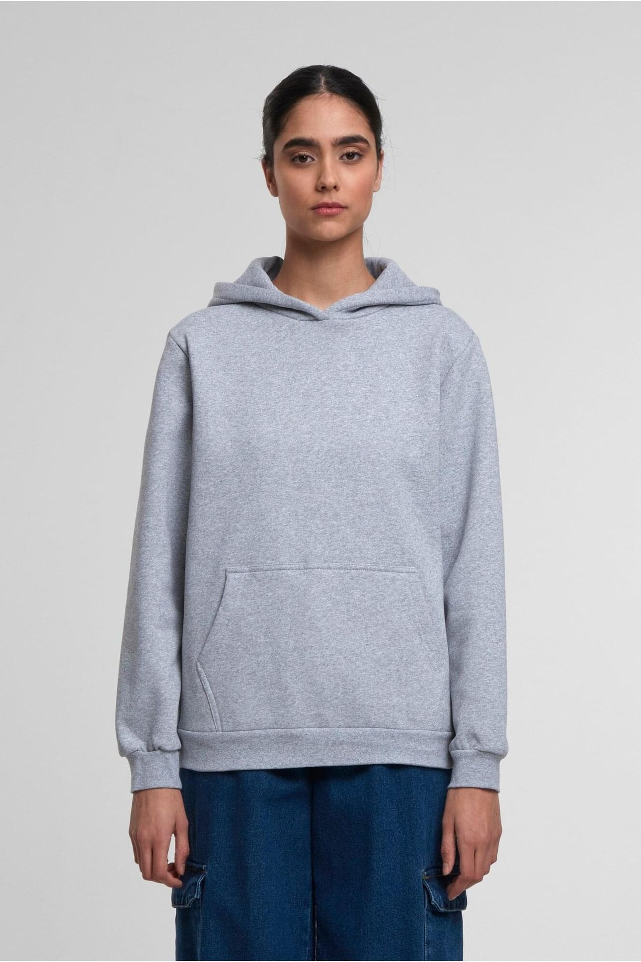 LADIES LOOSE BRUSHED FLEECE HOODY MELANGE 1