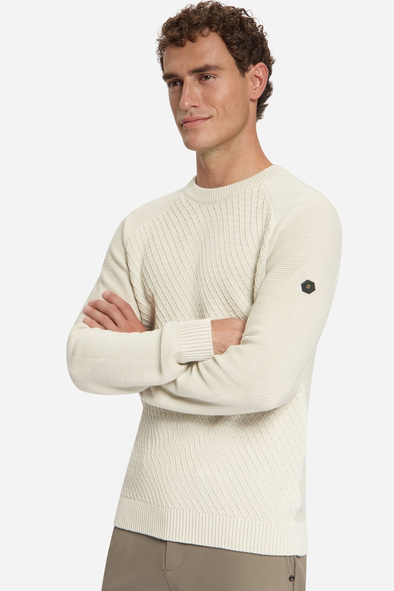 PULLOVER CREWNECK CABLE KNIT STONE 2