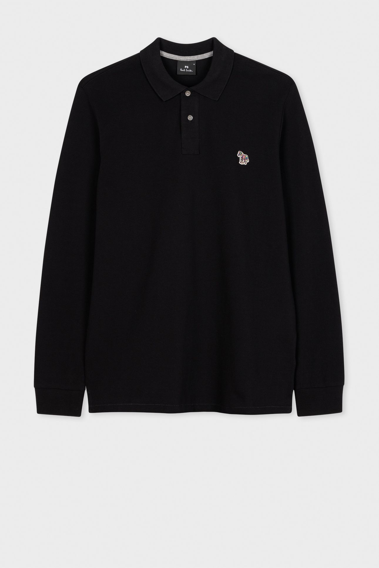 MENS REG FIT LS POLO SHIRT ZEBRA BLACK 2