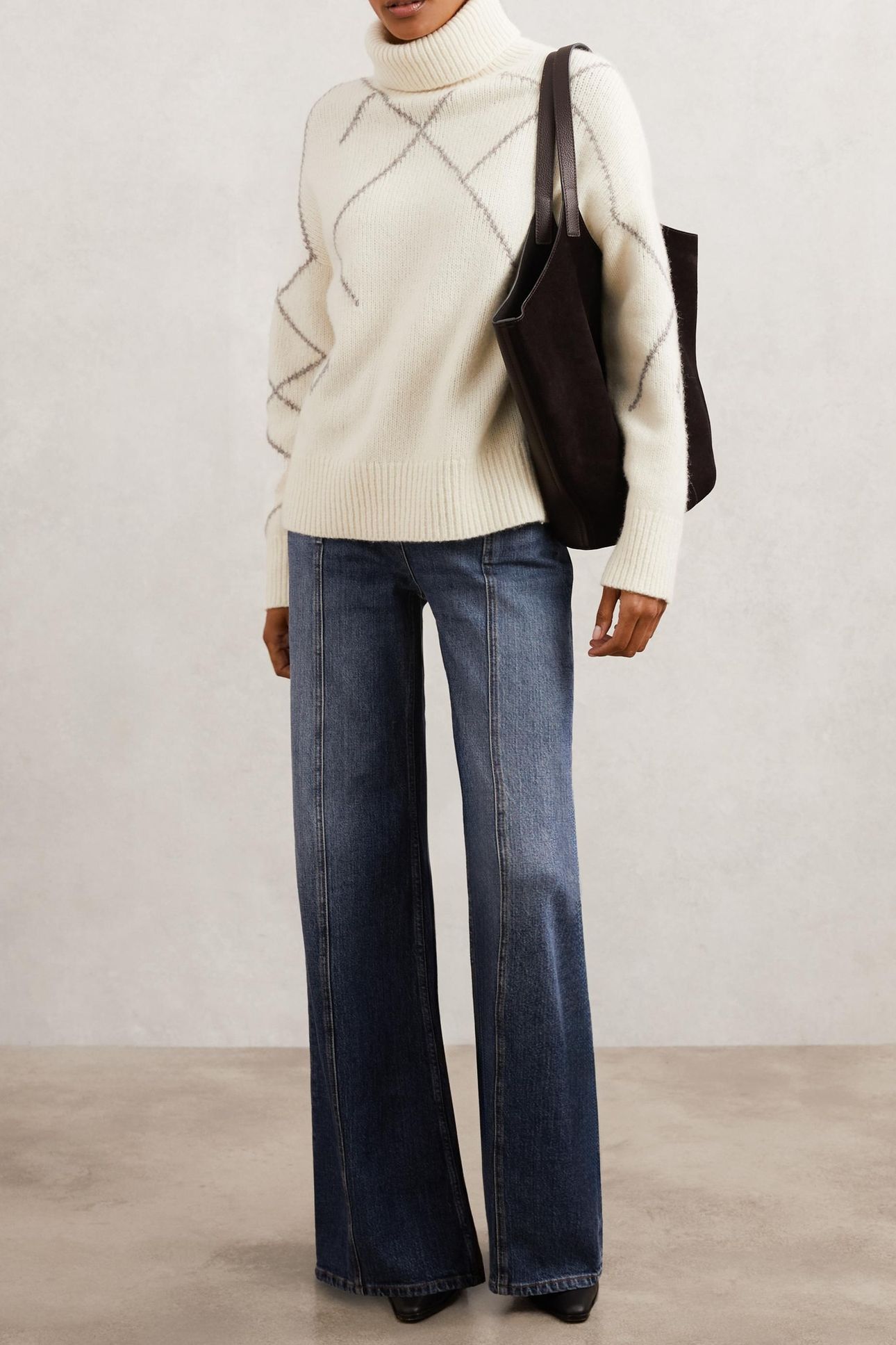 PATTERN KNIT CREAM/TAUPE BROWN 3