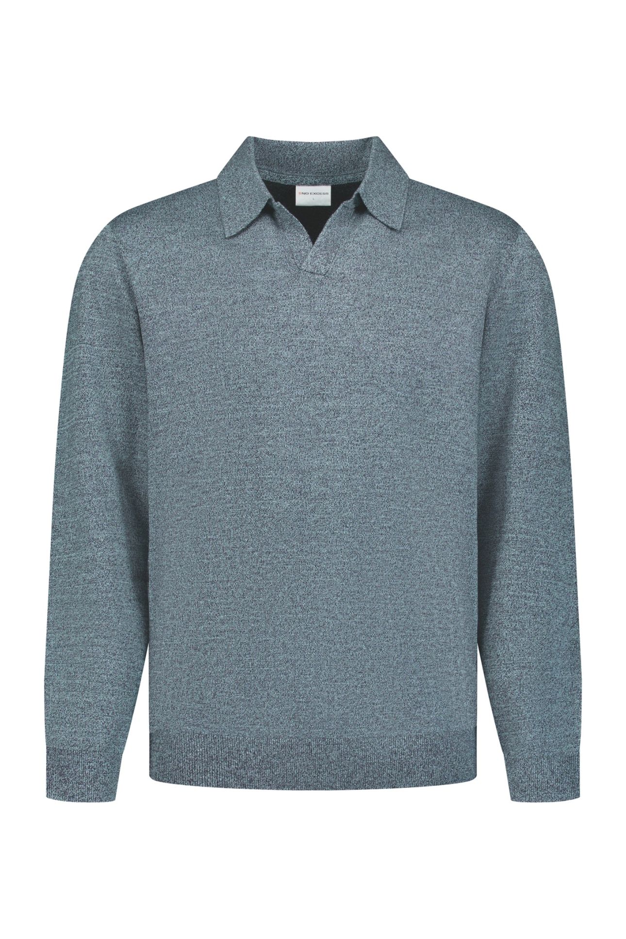 PULLOVER V POLO MELANGE DUSTY BLUE 5
