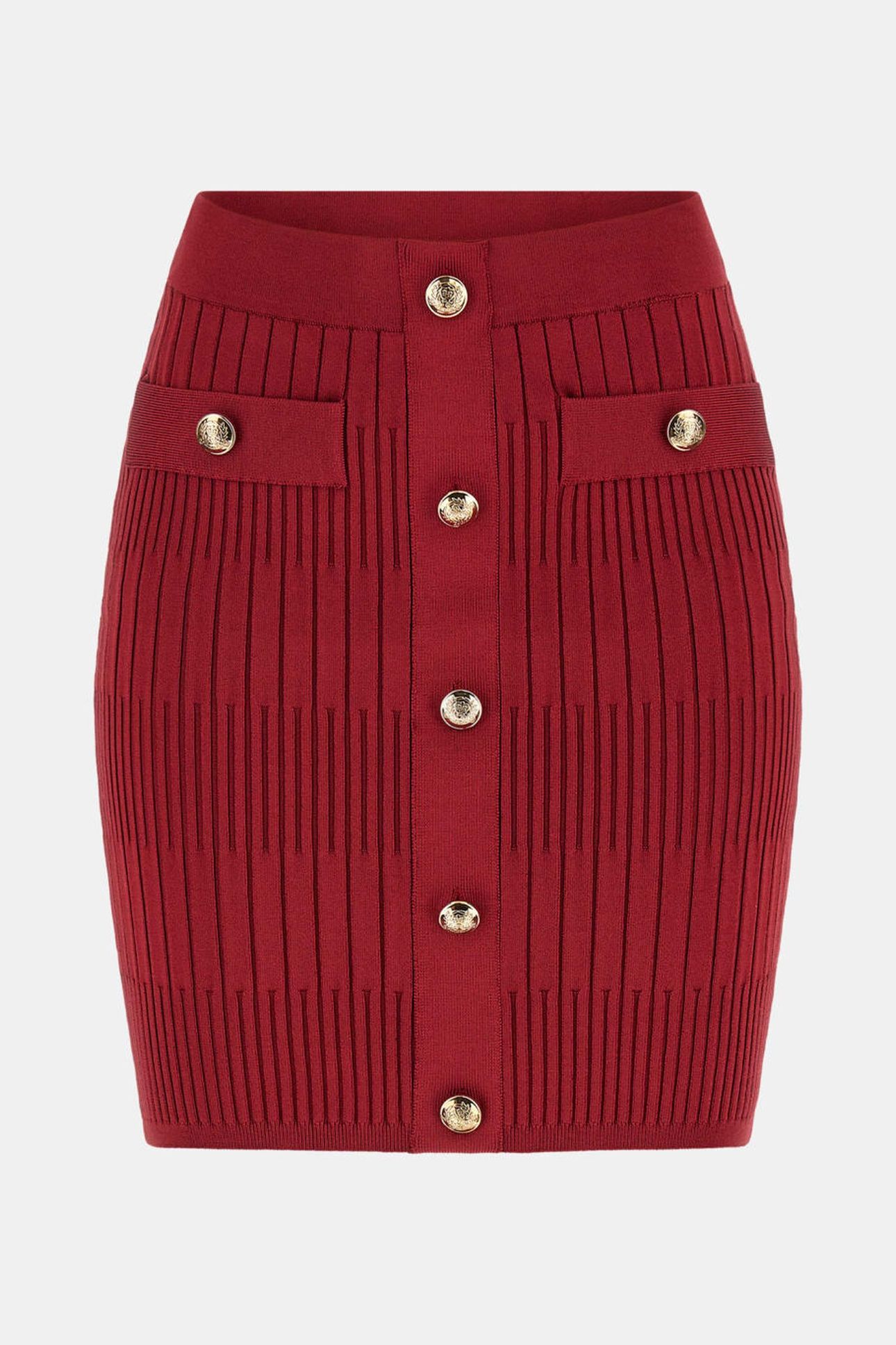 JANET RIBBED SKIRT S DARK JAM RED 5