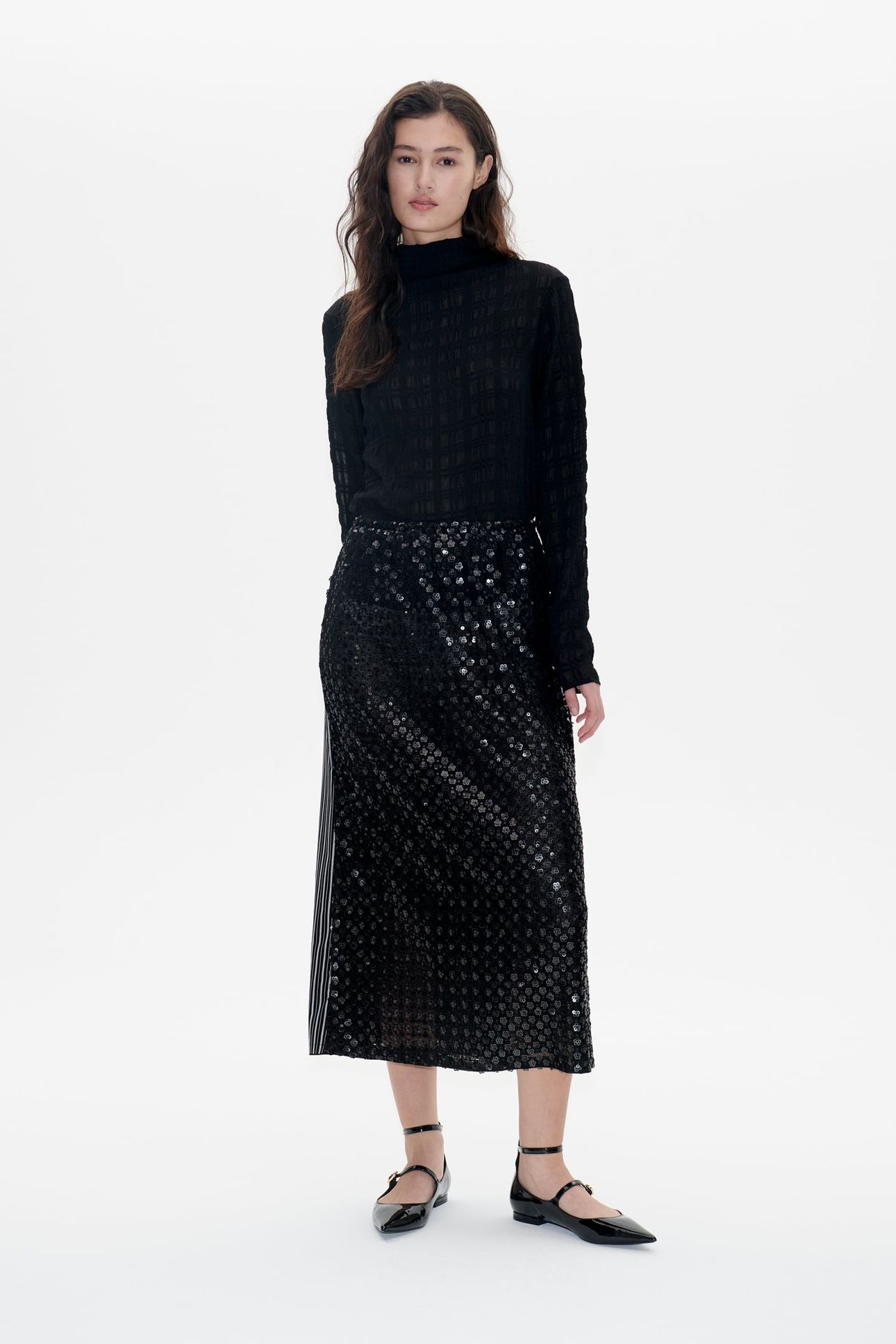 JOLETTY SKIRT BLACK FLOWER SEQUINCE 1