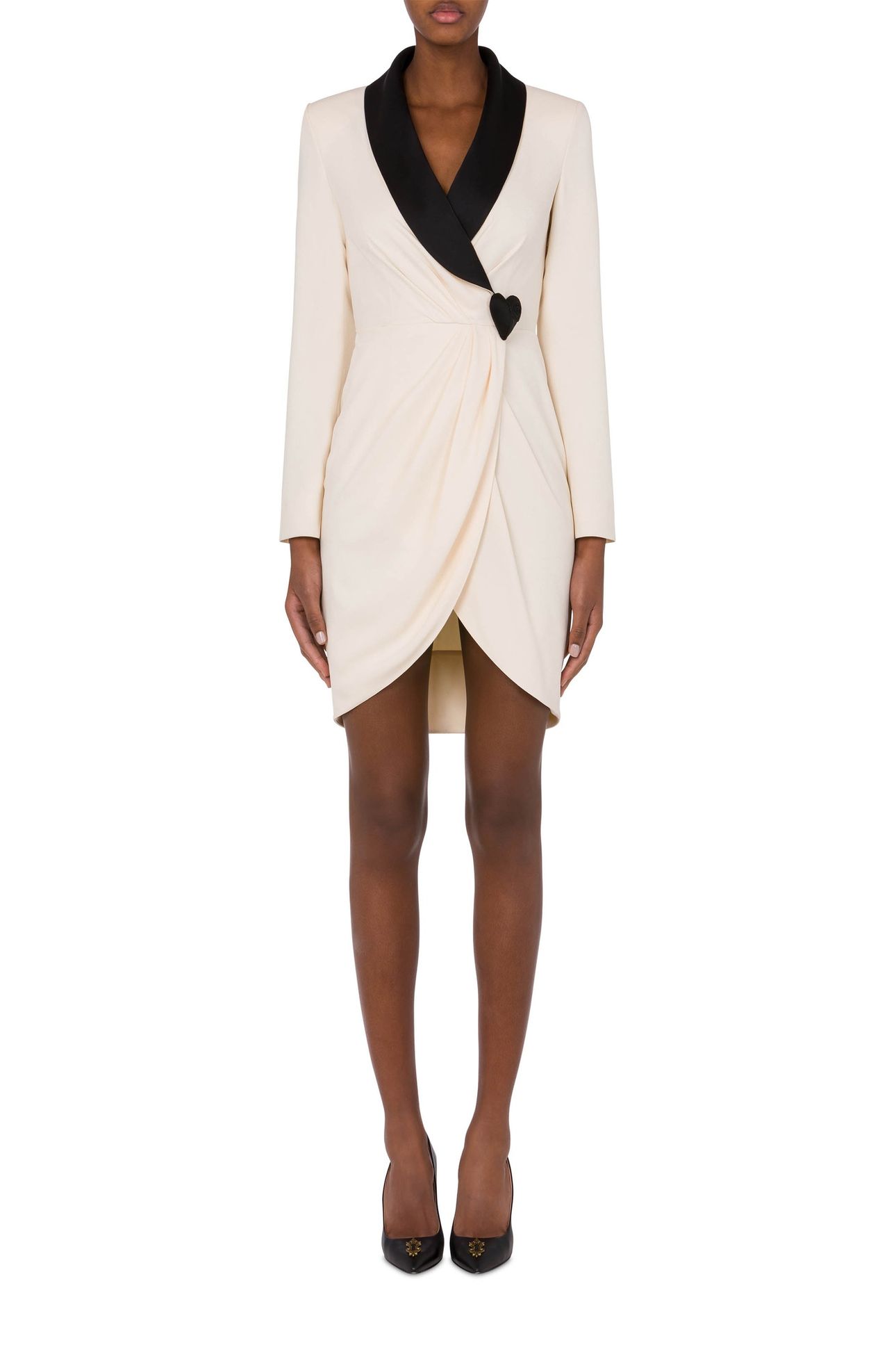 PADDED HEART ENVERS SATIN DRESS WHITE 1