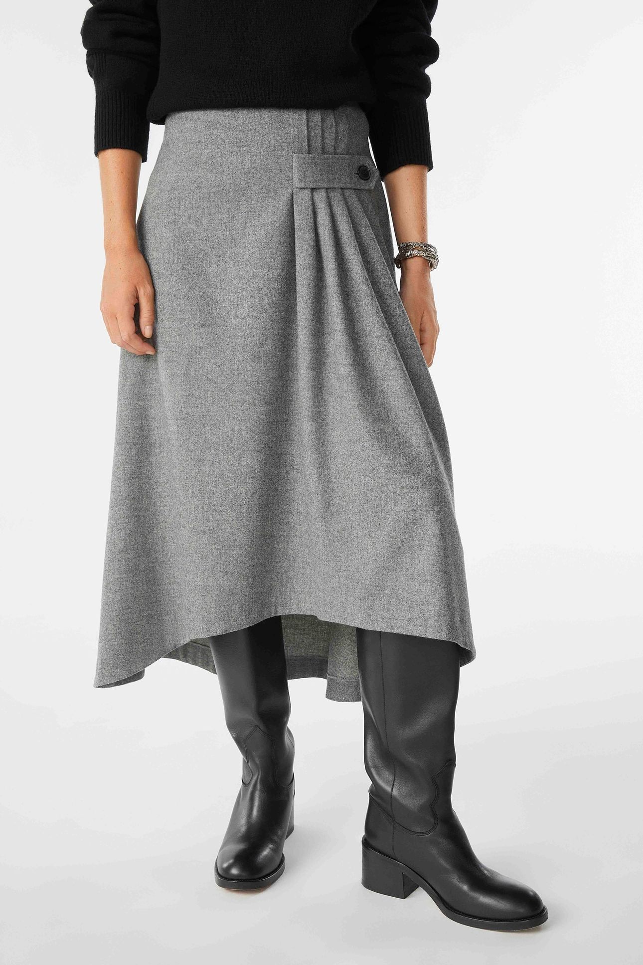 MID-LENGTH SKIRT GRIS 1