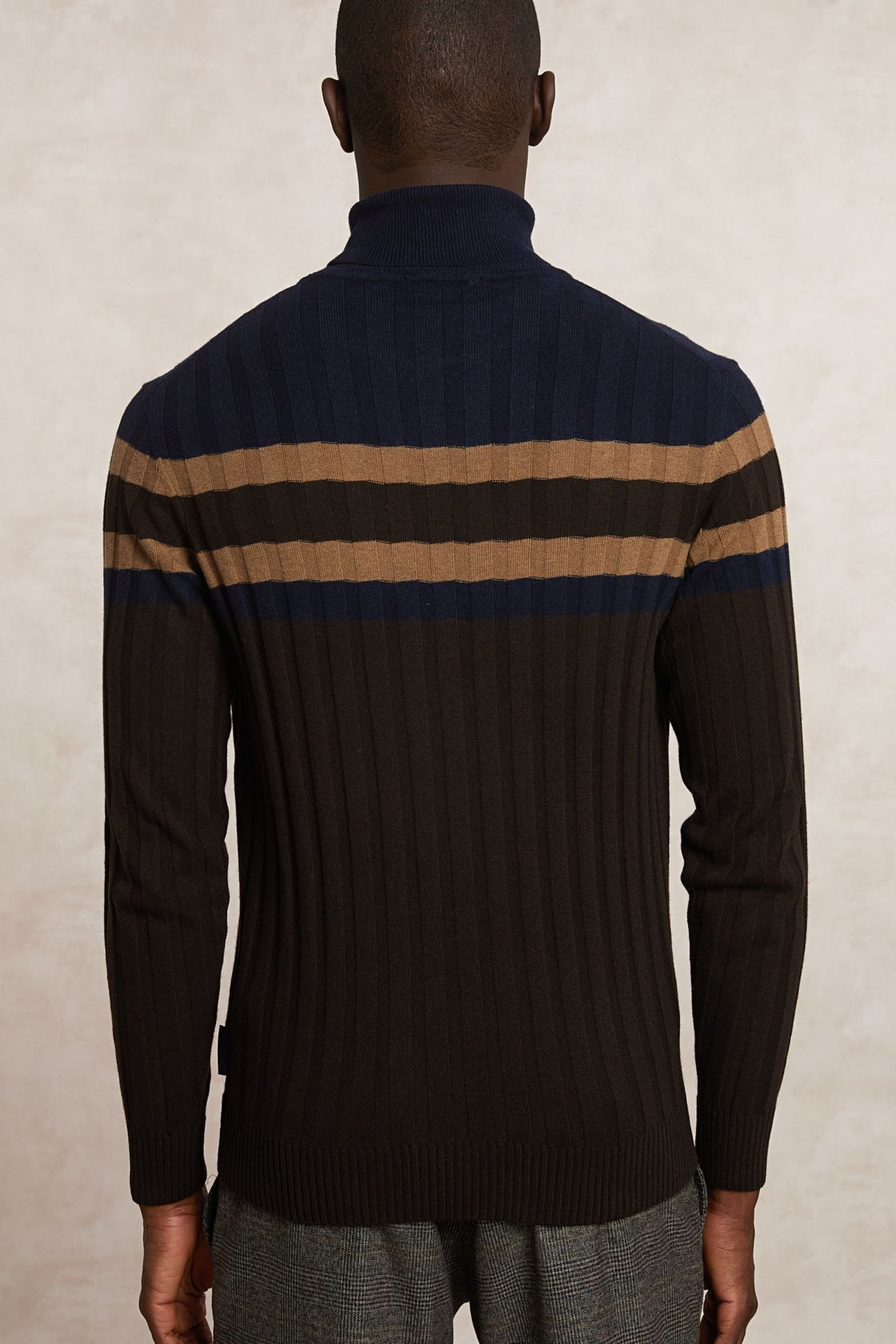 CUSTOM FIT RIBBED WOOL-CASHMERE ROLL NECK SWEATER GANACHE BR 2