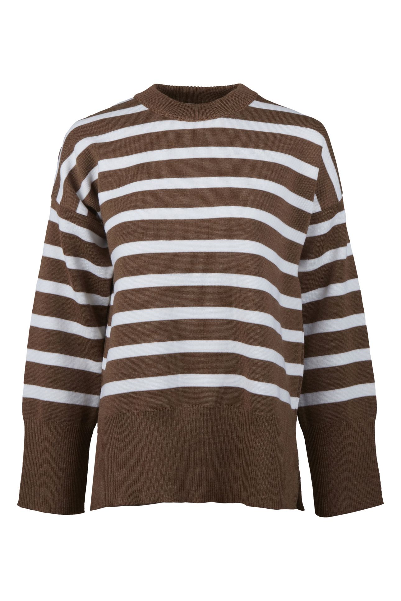 CRYSTAL KNIT JUMPER LIGHT BROWN STRIPE 1