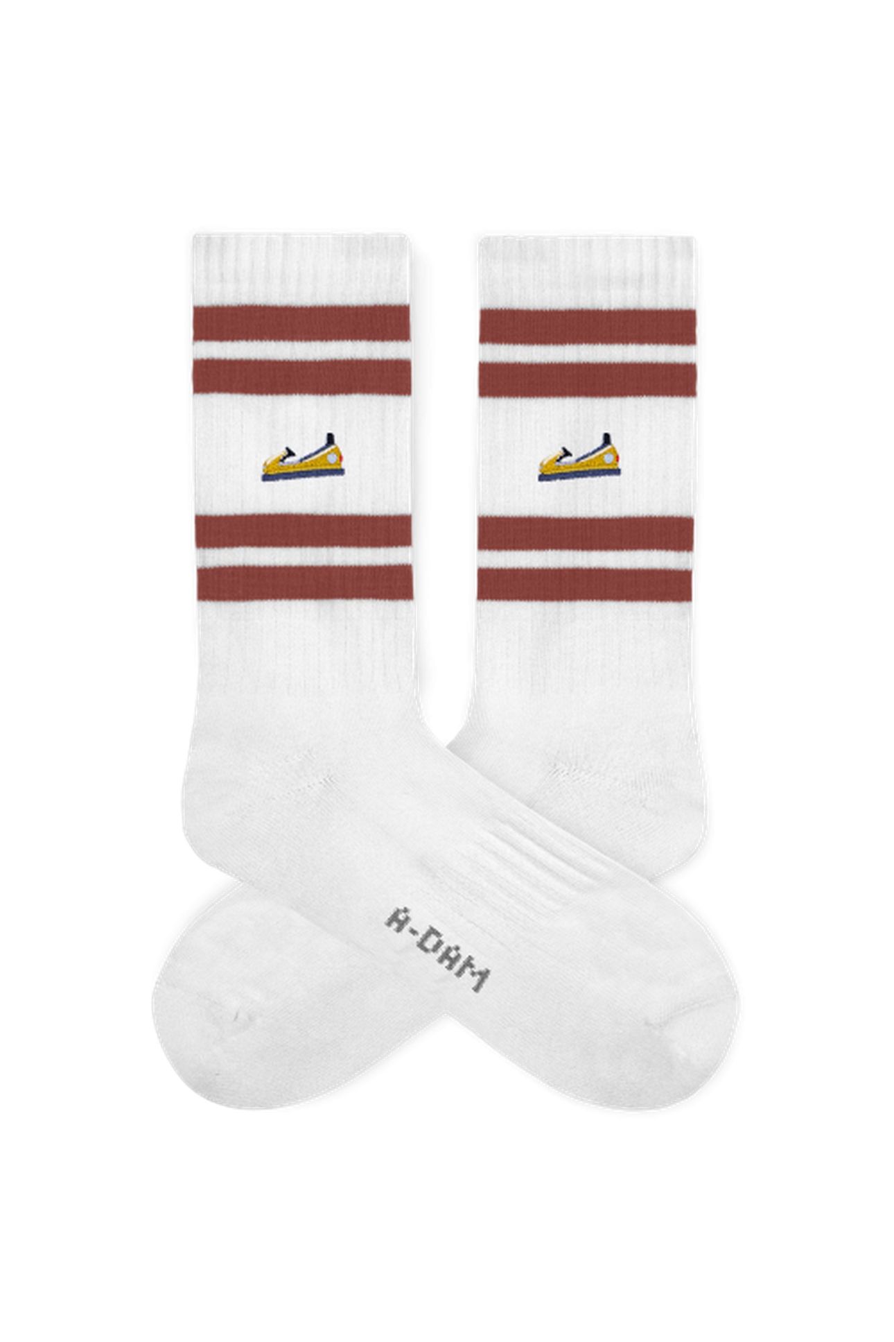 A-DAM 3-PACK CREW SOCKS BURGUNDY STRIPES BUMPER WHITE 2
