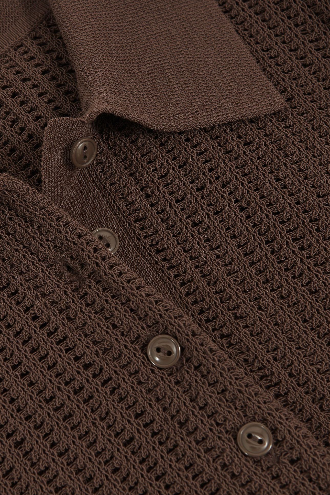 LONG SLEEVE STITCH POLO CHOCOLATE BROWN 5