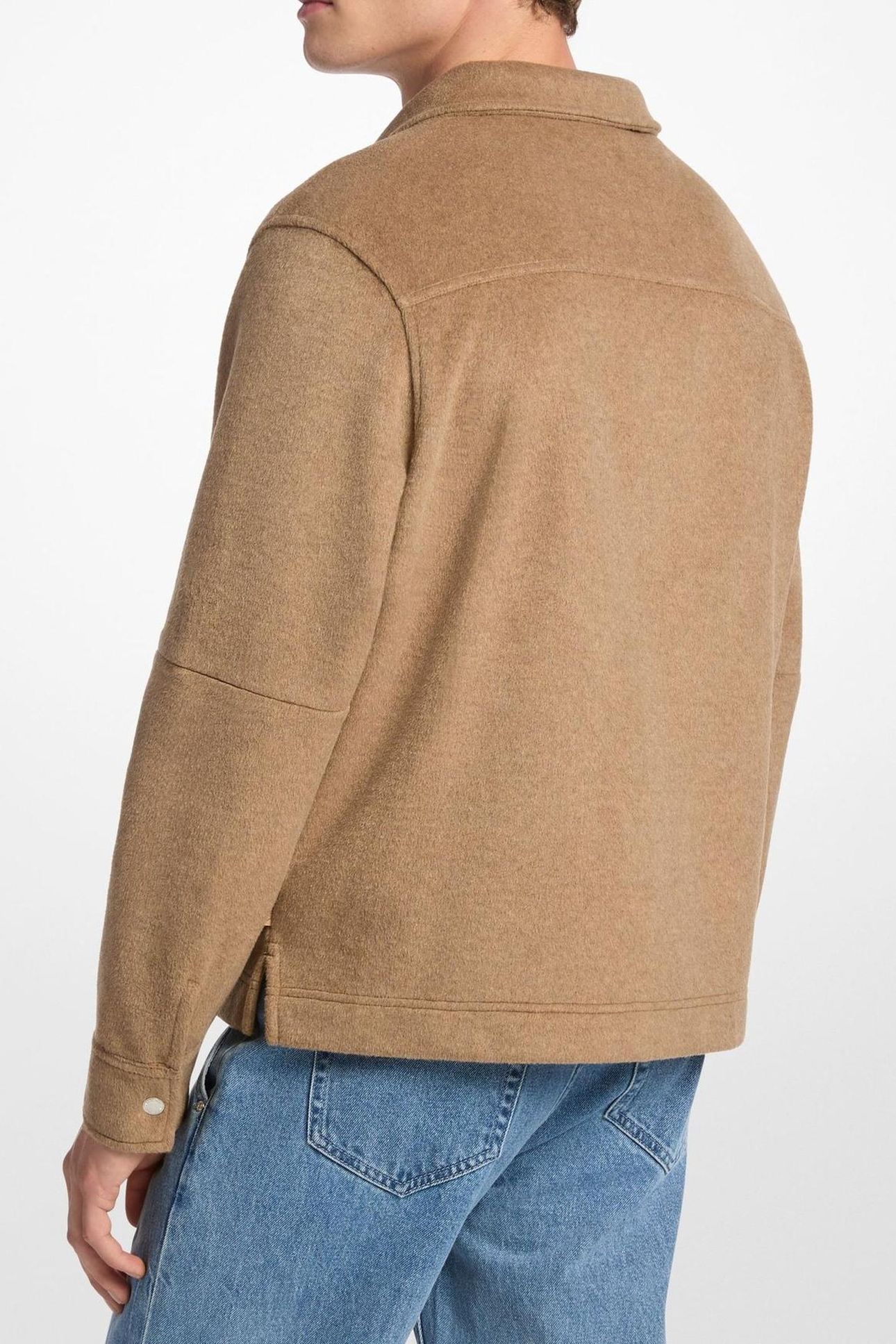 FLANNEL DOUBLE KNIT FLANNEL JACKET DARK CAMEL 2