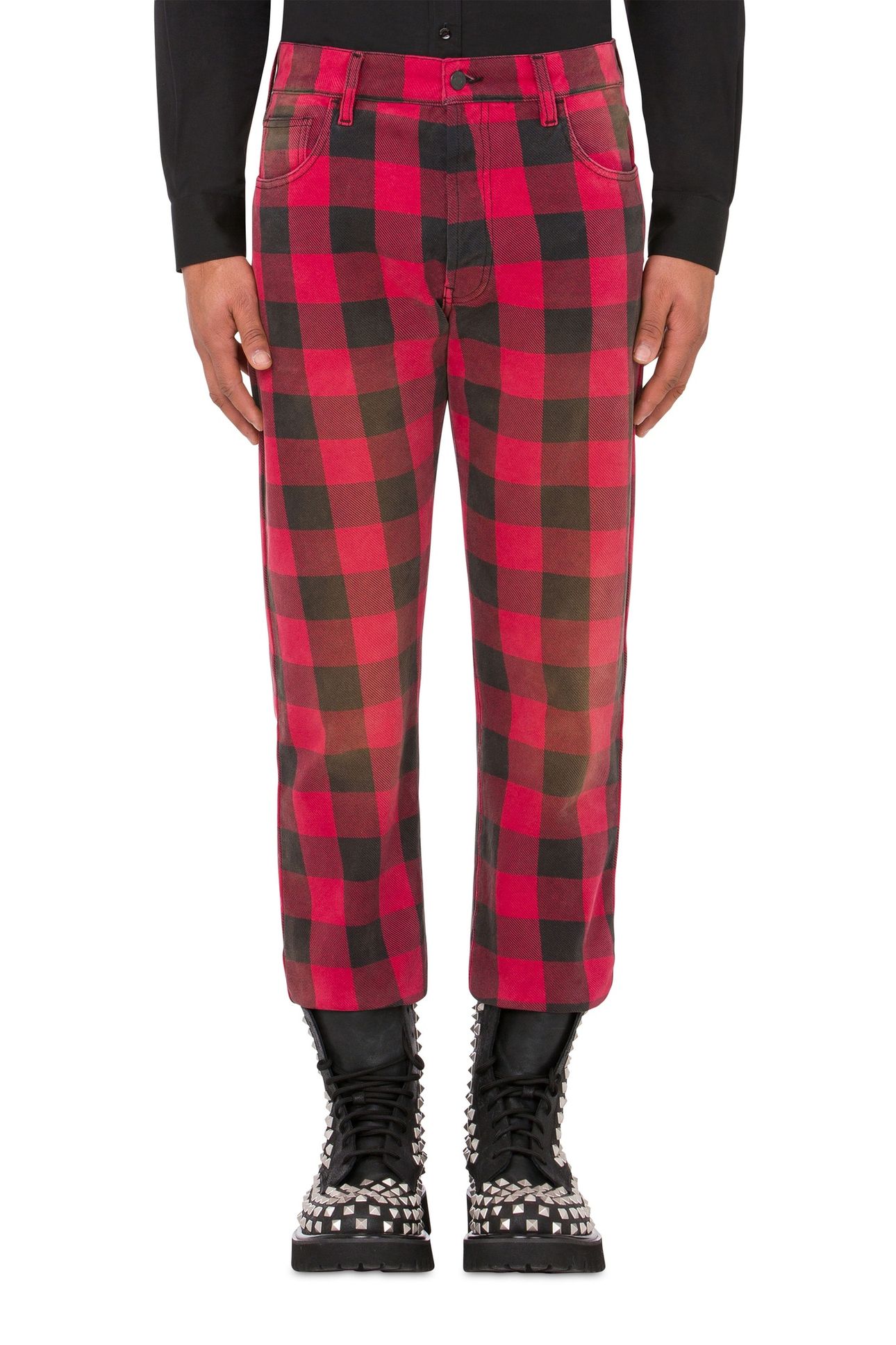 COTTON CHECK TROUSERS BLACK 4