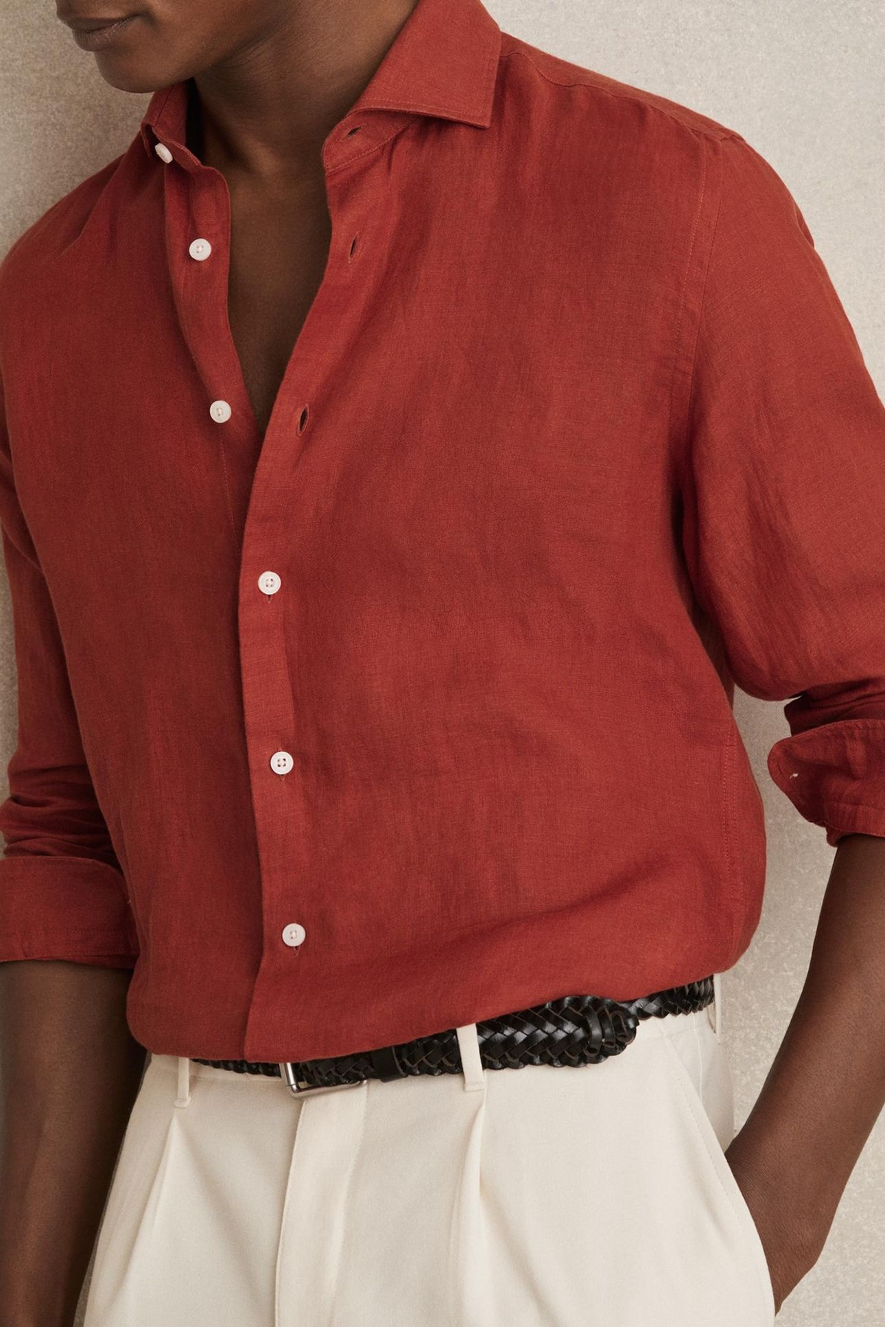 LS LINEN SHIRT PAPRIKA RED 6
