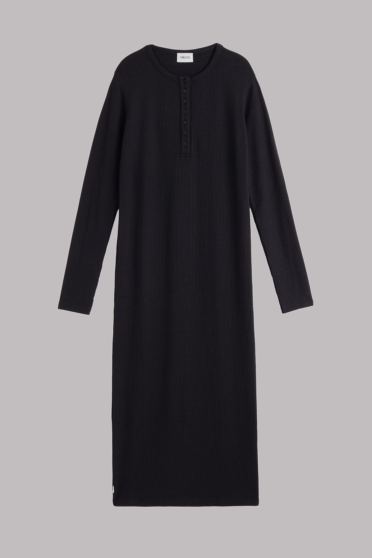 THE BLACK BUTTONED RIBBED DRESS BLACK 3