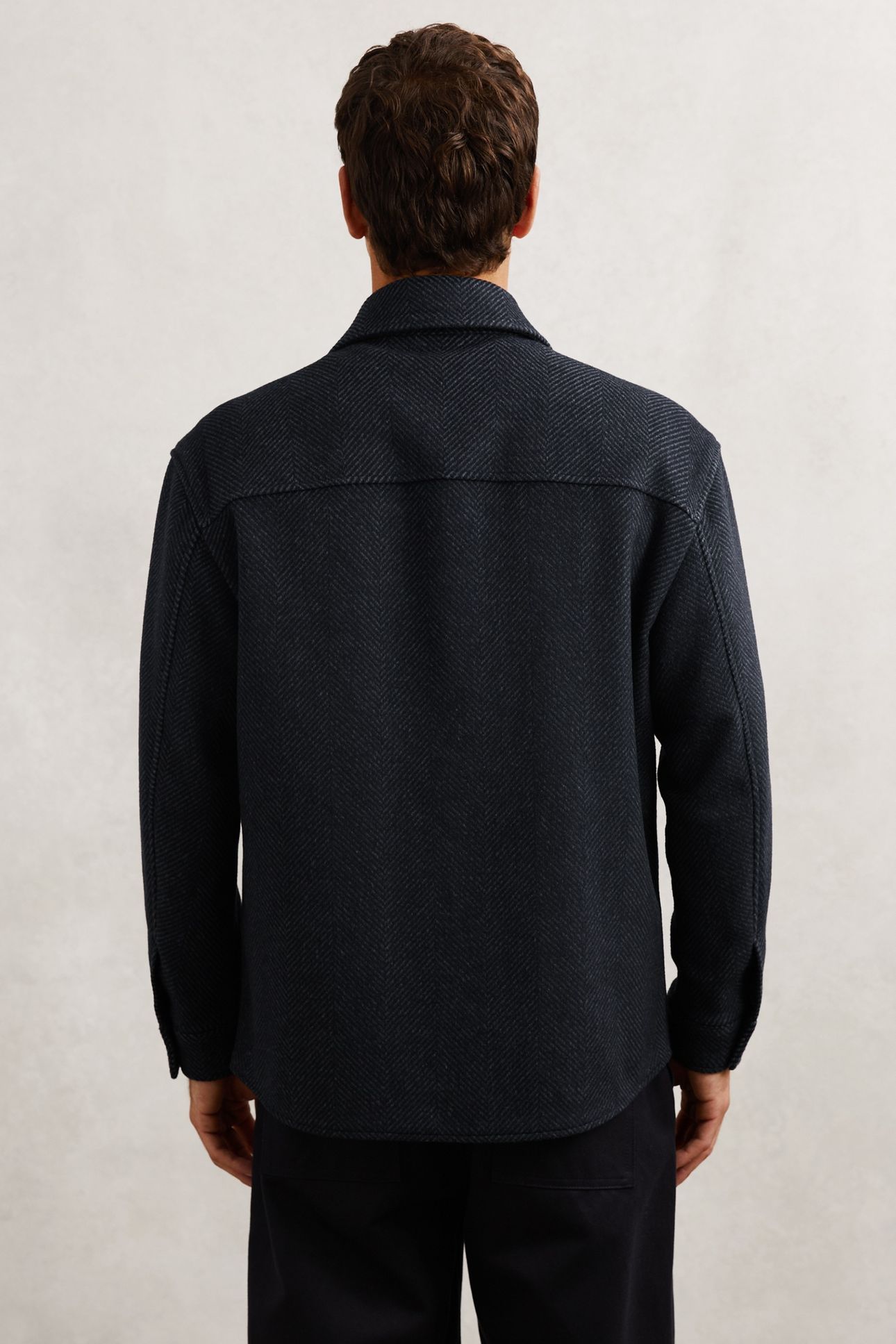 LS HERRINGBONE TWIN POCKET OVERSHIRT NAVY 2
