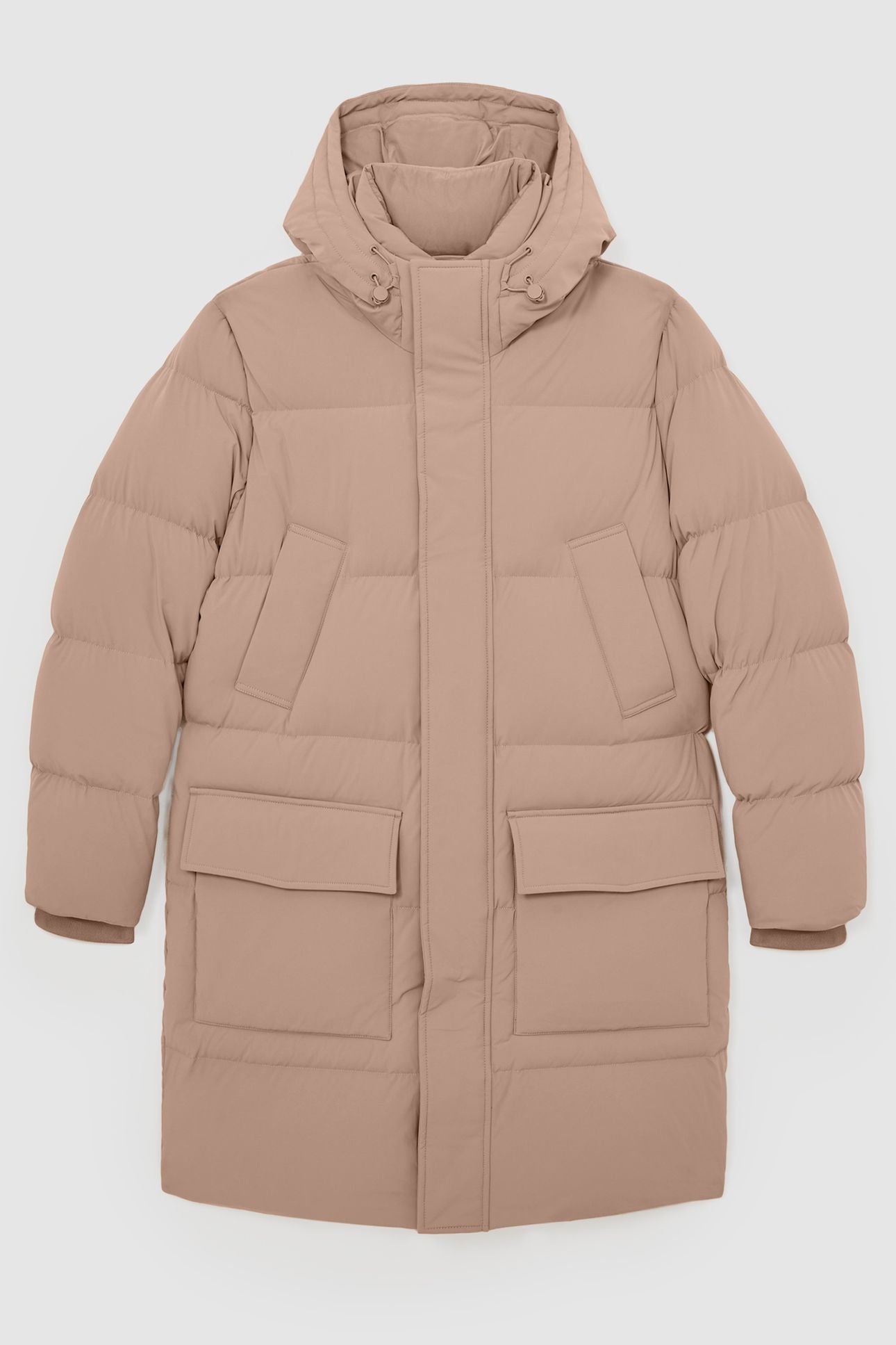 LS LONGLINE QUILTED ZIP THROUGH PUFFER JACKET LIGHT CAMEL BR 4
