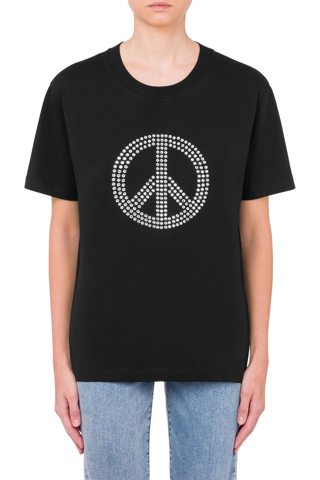 T-SHIRT IN JERSEY PEACE SYMBOL BLACK 1