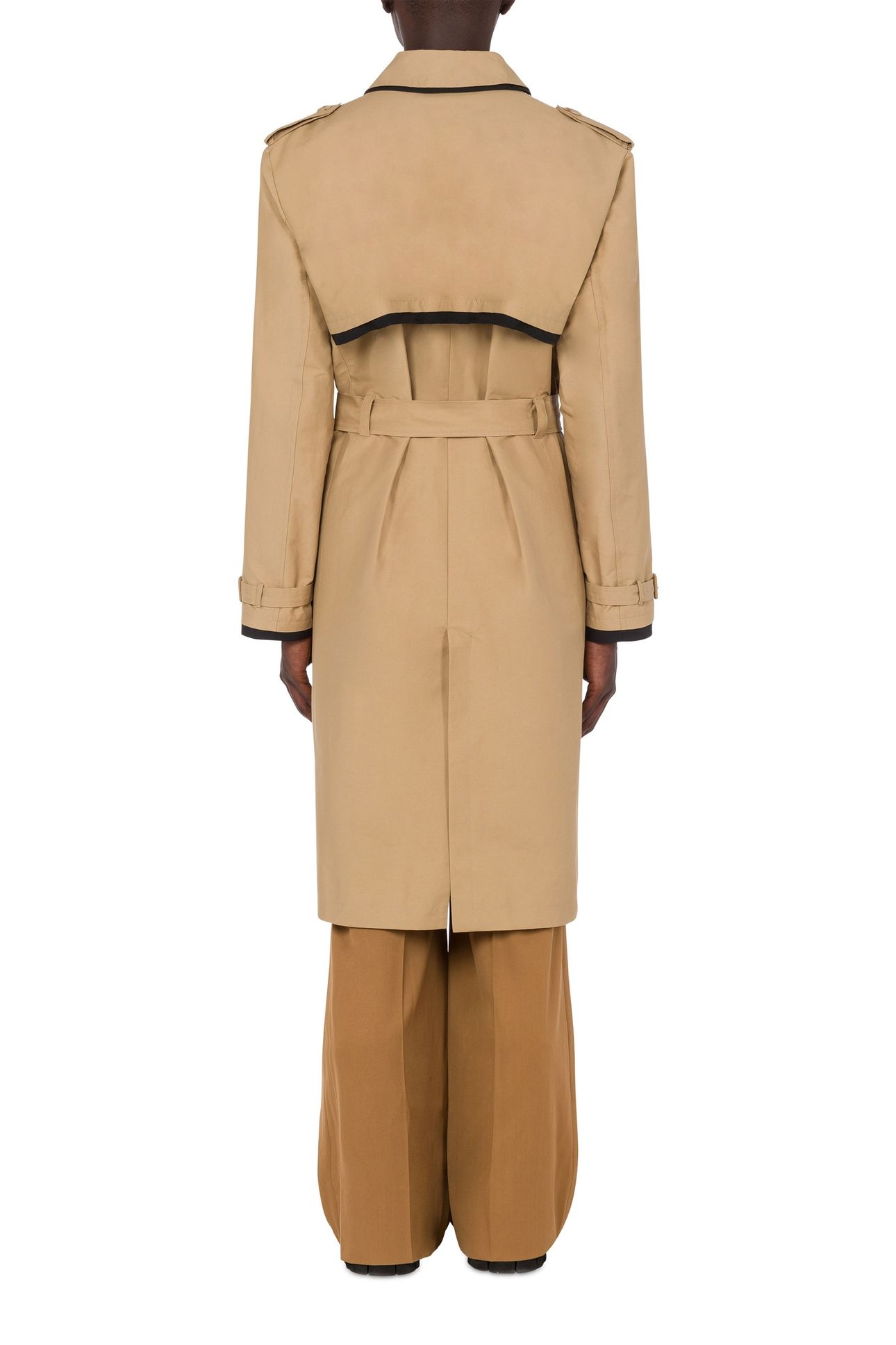 CONTRASTING LAYERS CANVAS TRENCH COAT BROWN 2