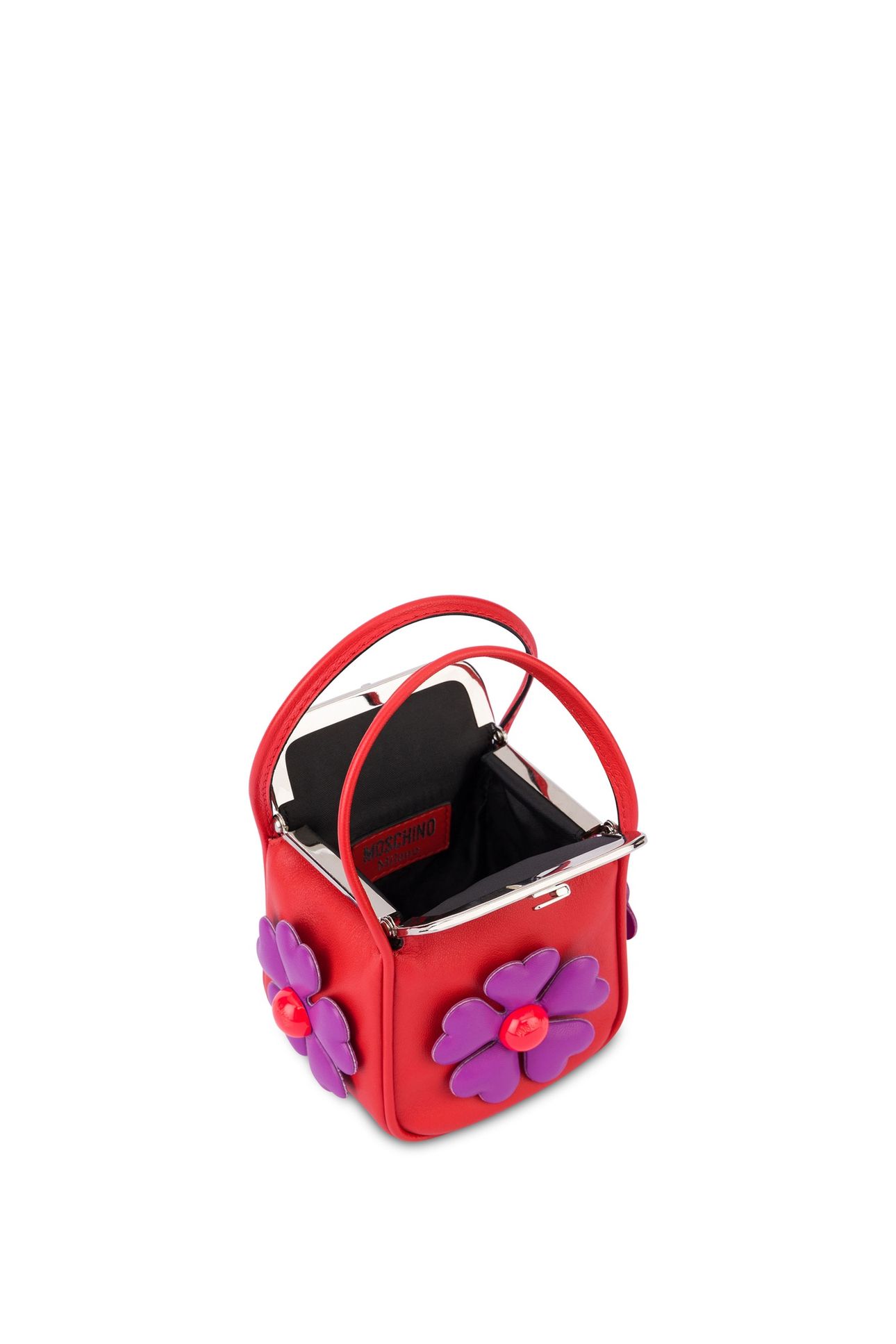 HEART FLOWERS NAPPA LEATHER MICROBAG RED 4