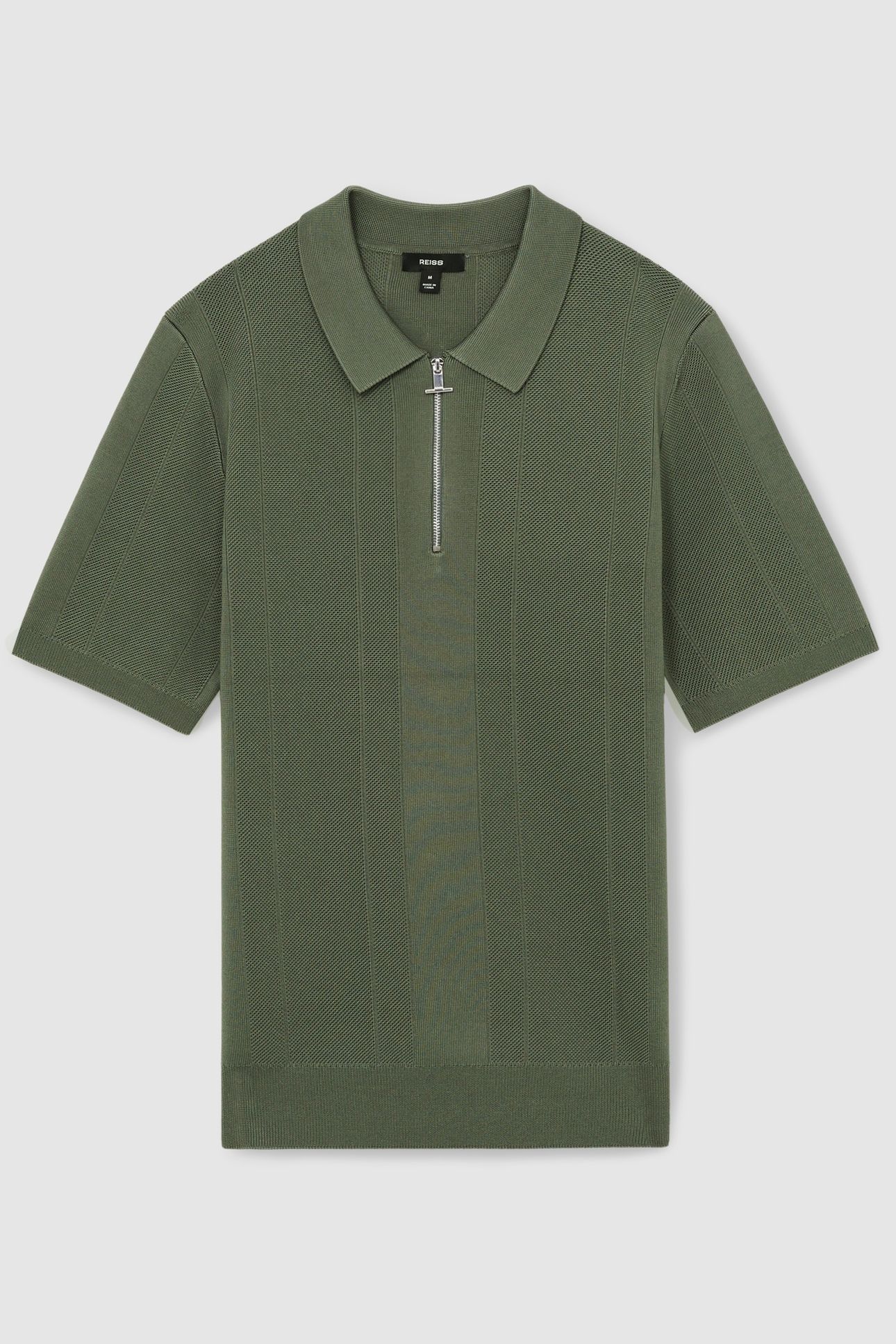SS HALF ZIP TEXTURED KNITTED POLO HERB GREEN 5